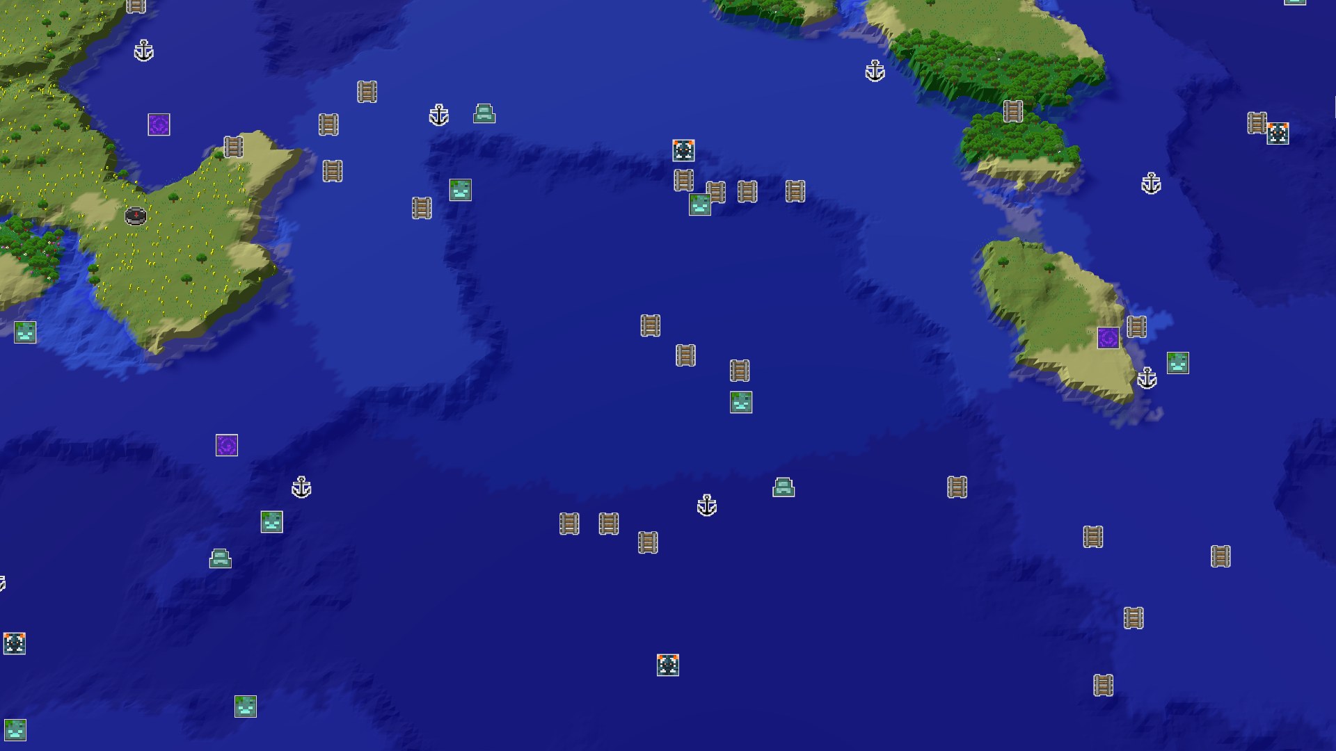 Aerial Minecraft seed map — A Sunflower Plains Start with Quick Amethyst and Ocean Access