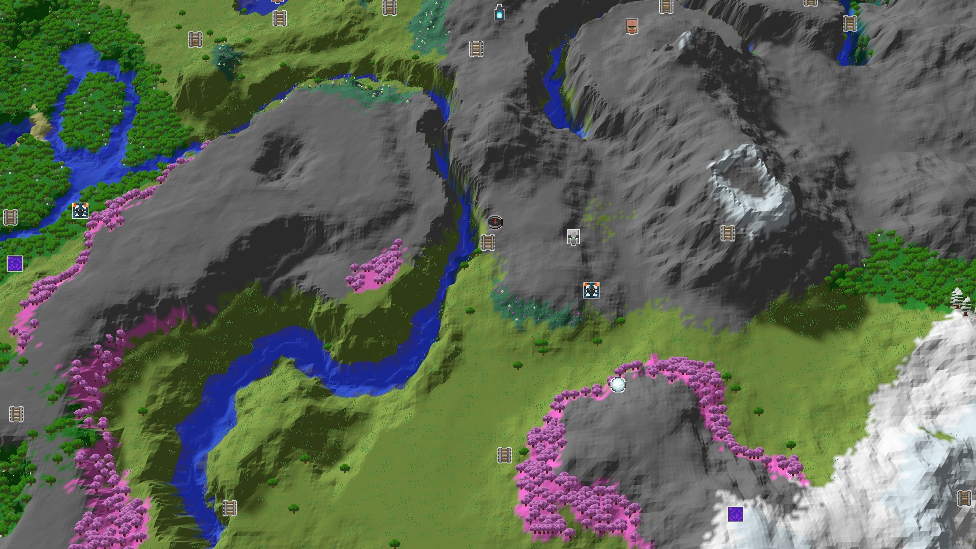 Aerial Minecraft seed map — A Quick Start to Mining and Nearby Cherry Grove Views