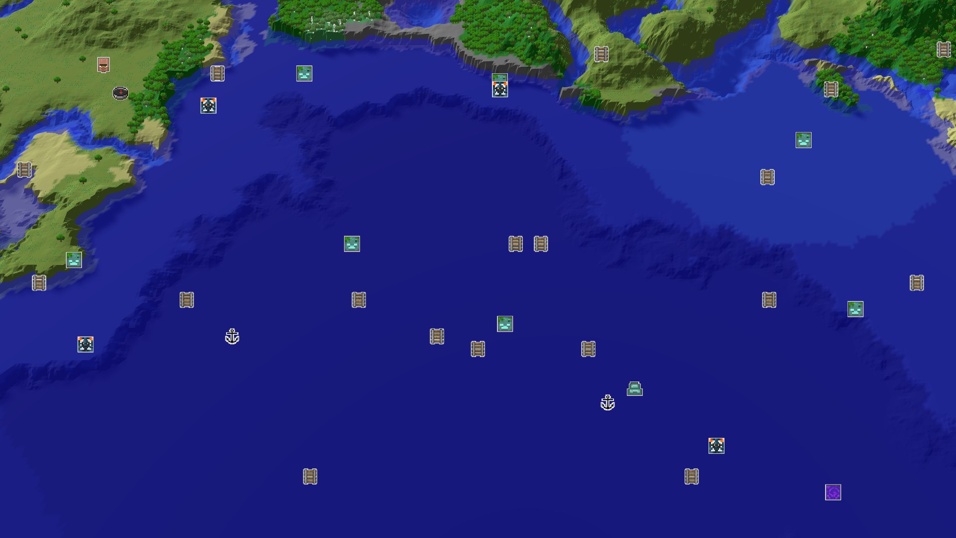 Aerial Minecraft seed map — A Modest Start with Close Amethyst and a Village