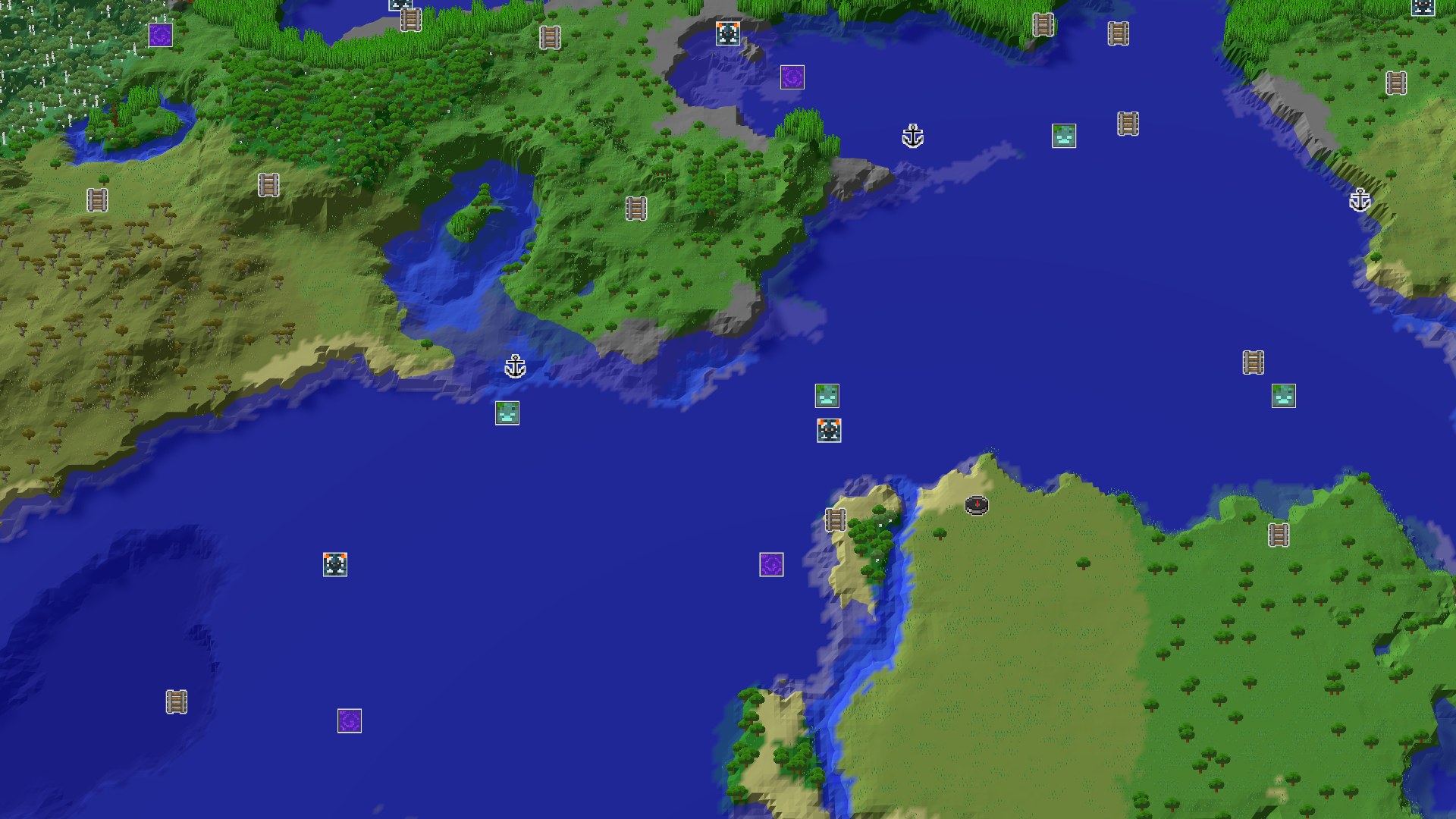 Aerial Minecraft seed map — A Quick Amethyst Start with Nearby Jungles