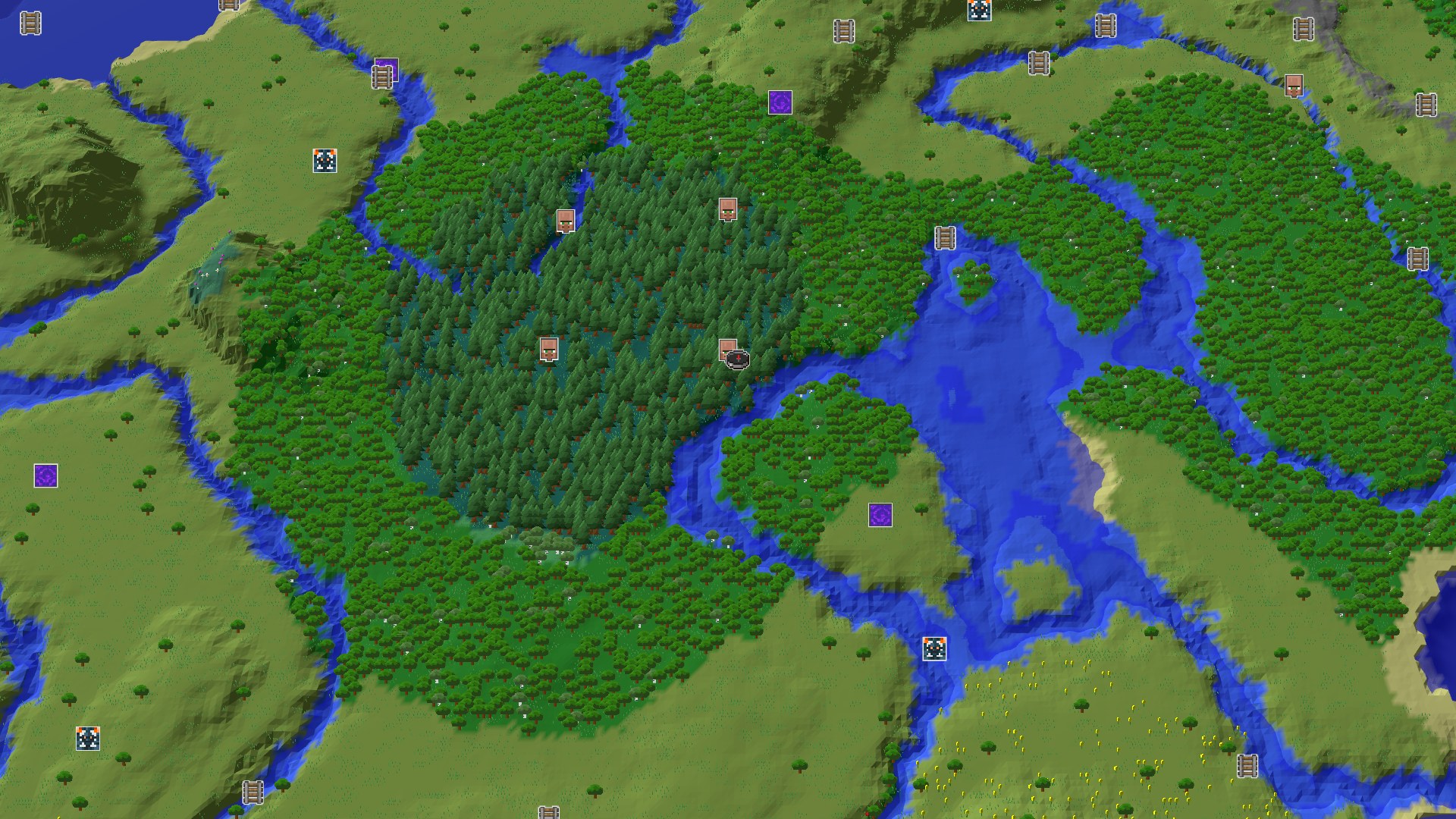 Aerial Minecraft seed map — A Quick Village Start with Nearby Resources