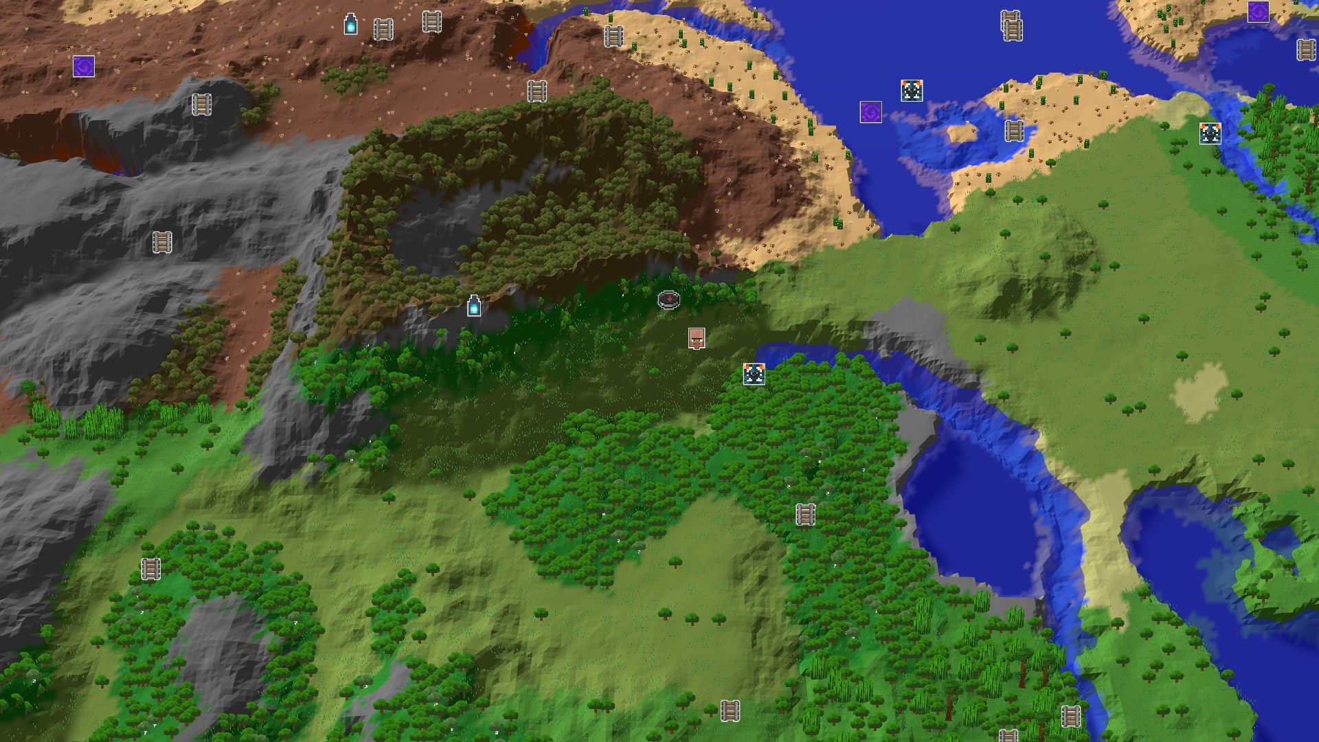 Aerial Minecraft seed map — A Quick Village Start with Nearby Trial Chambers