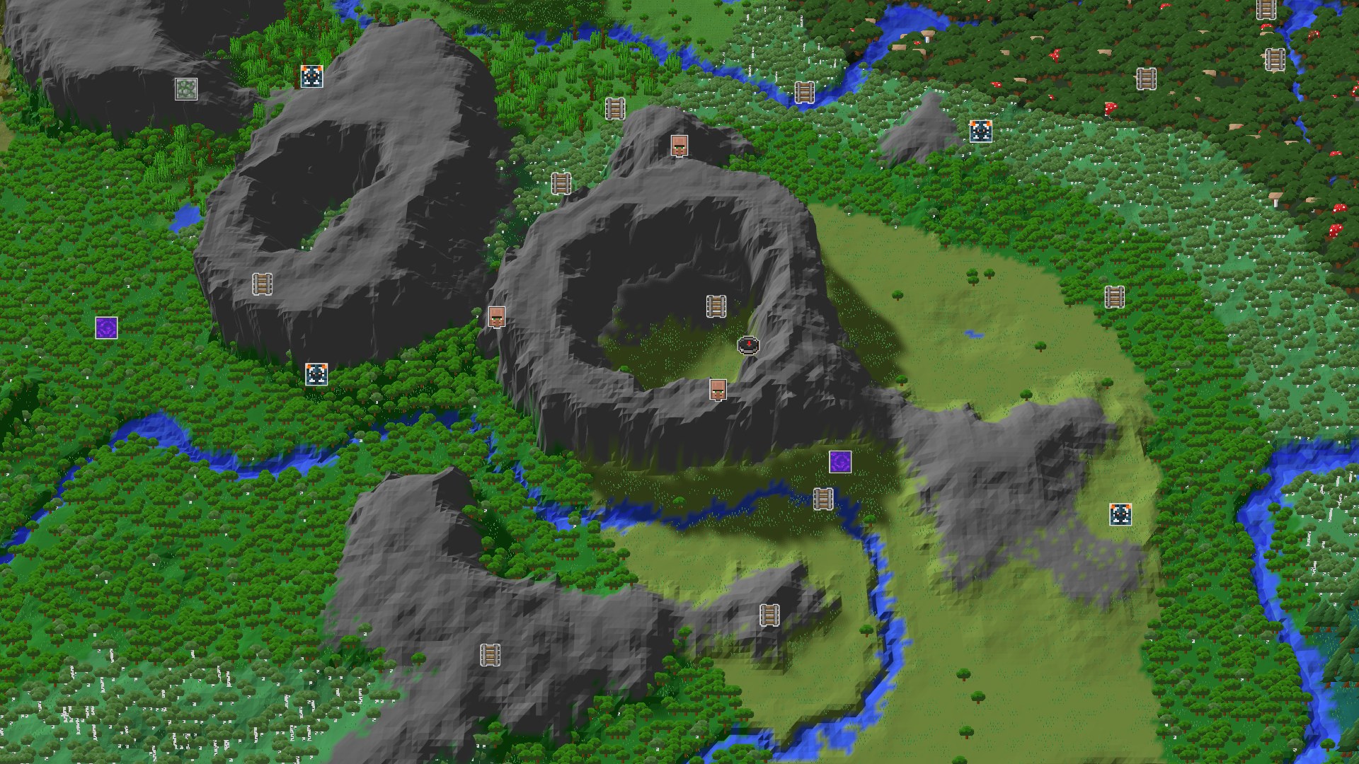 Aerial Minecraft seed map — A Quick Village Start with Nearby Resources