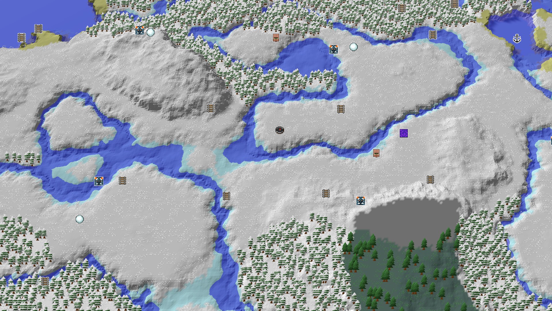 Aerial Minecraft seed map — A Cold Start With Close Amethyst