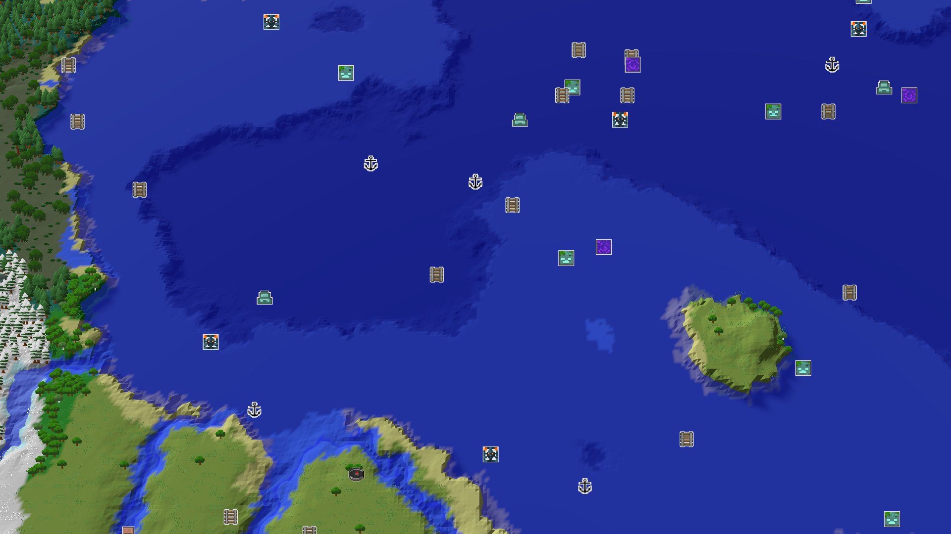 Aerial Minecraft seed map — A Modest Start with Fast Underground Access