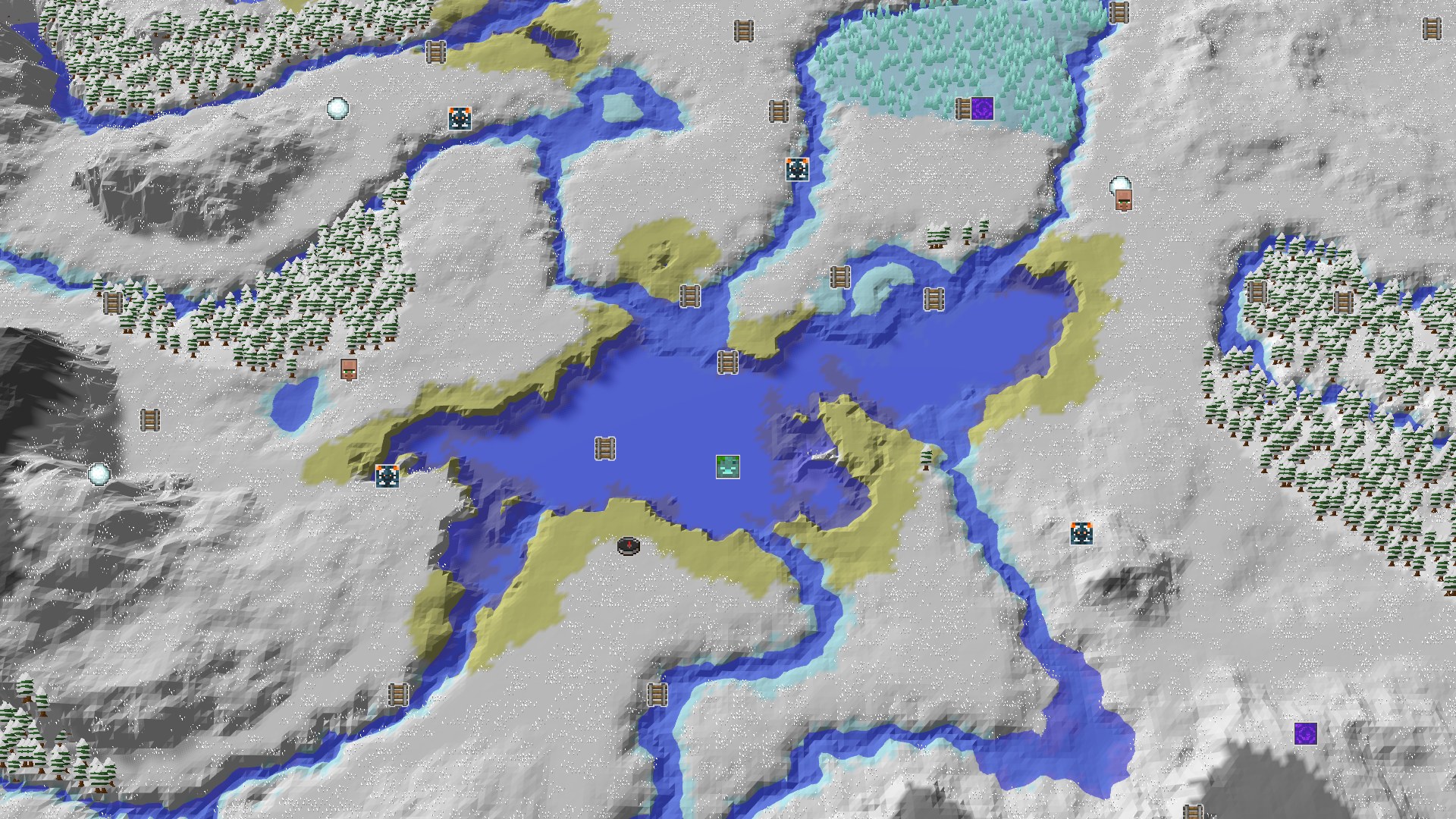 Aerial Minecraft seed map — A Cold Start With Close Underground Riches
