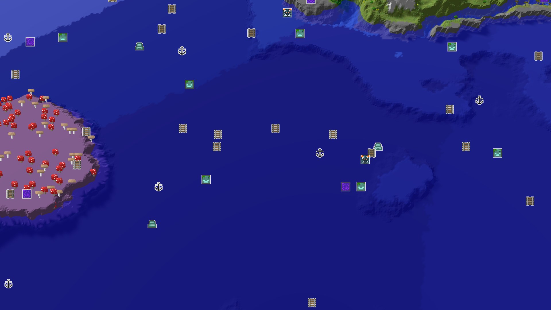 Aerial Minecraft seed map — A Quiet Spawn with Nearby Mountain Peaks and a Geode