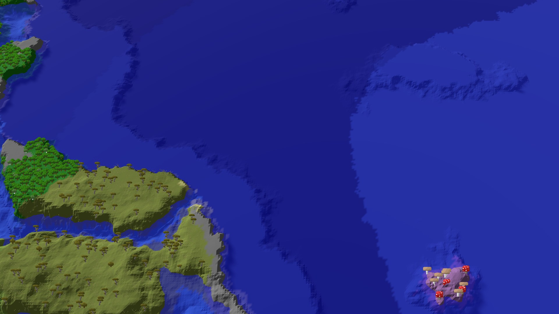 Aerial Minecraft seed map — A Quiet Start with Distant Rewards
