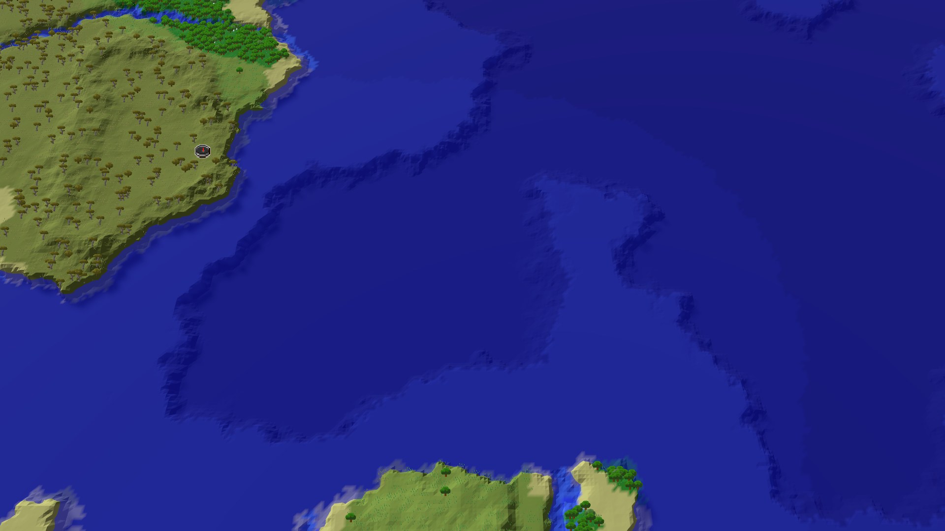 Aerial Minecraft seed map — Savanna Start with a Close Village and Geode