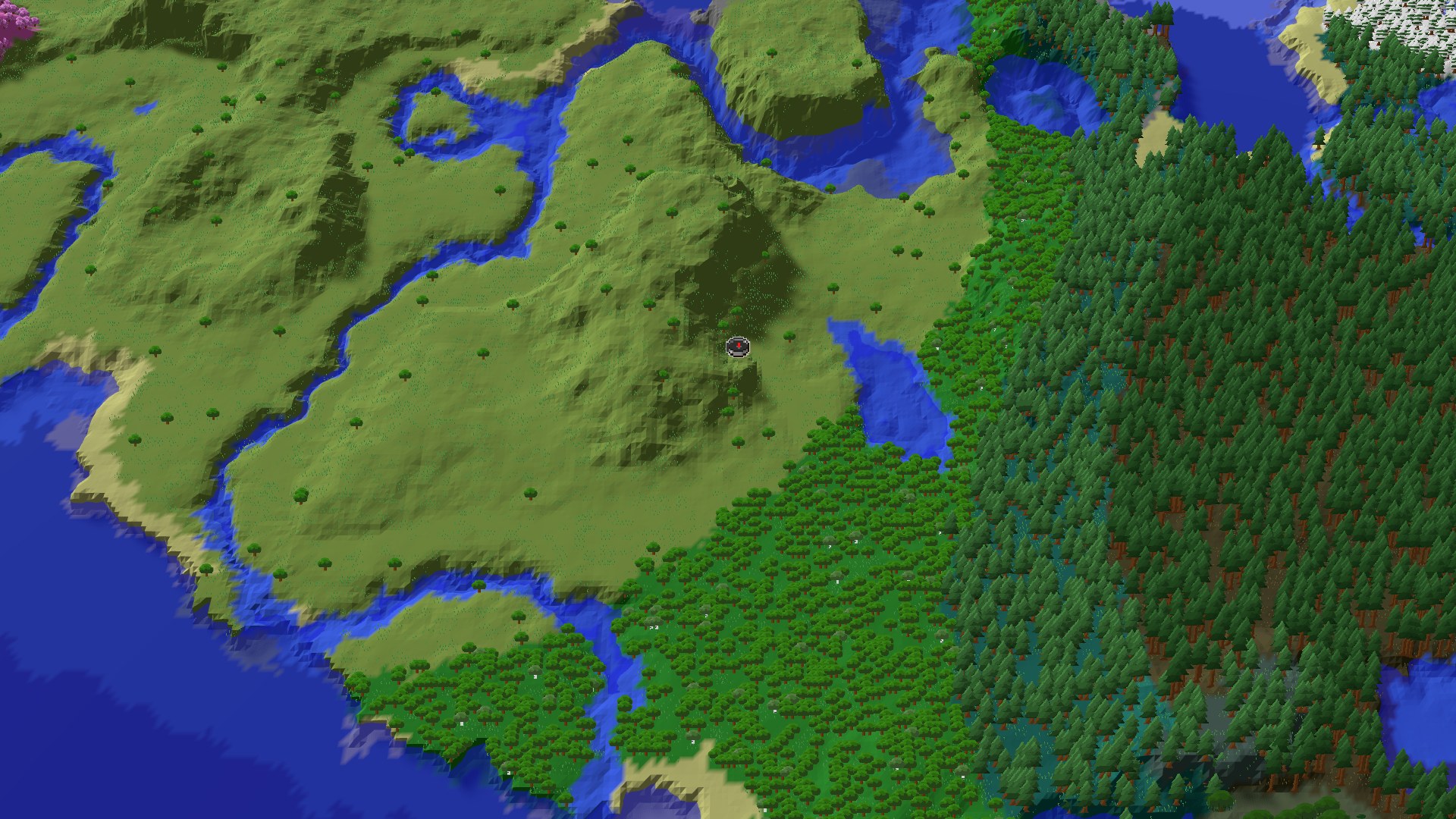 Aerial Minecraft seed map — A Modest Start with Swift Access to Chambers
