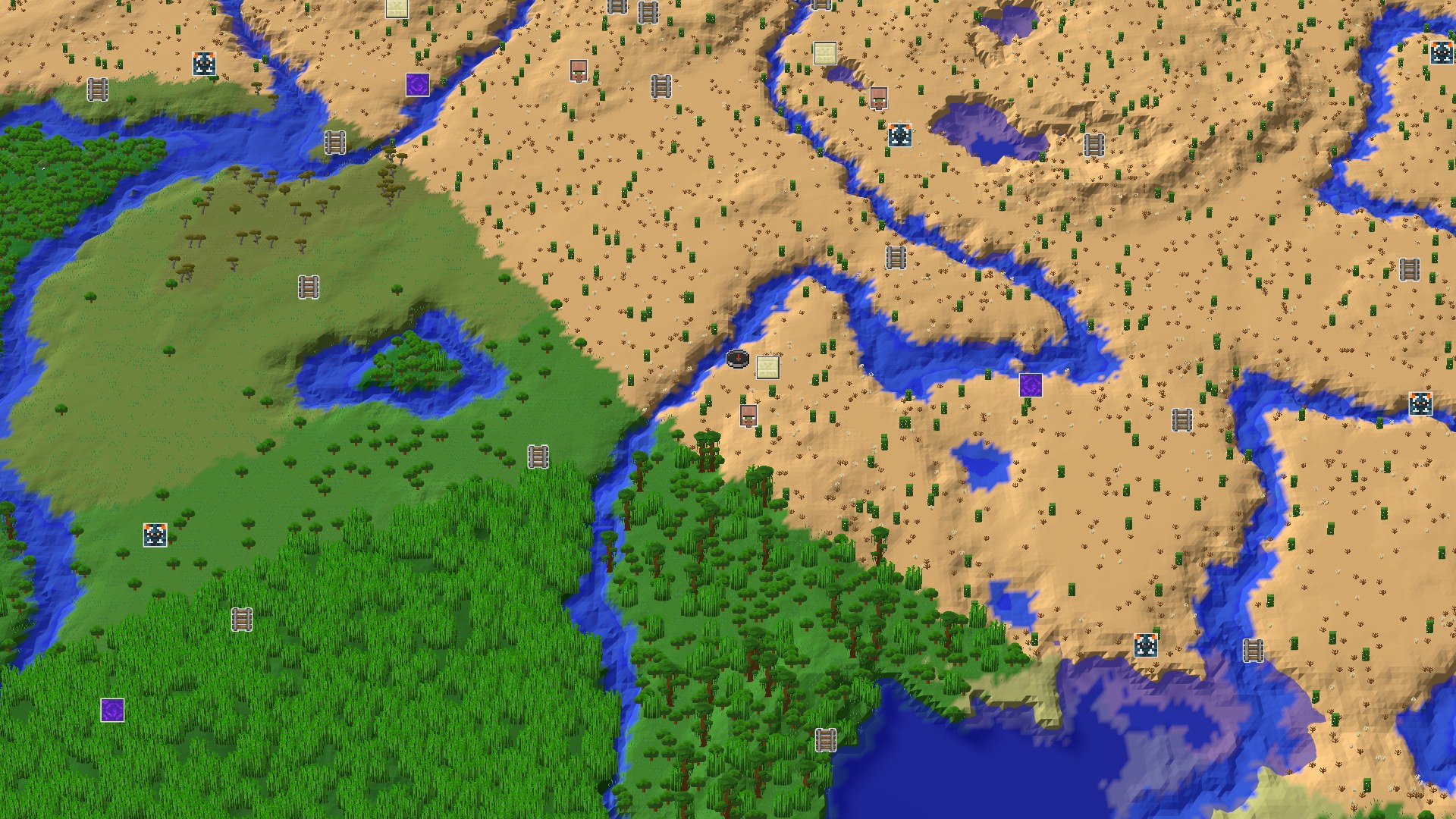 Aerial Minecraft seed map — Quick Loot and Desert Adventures
