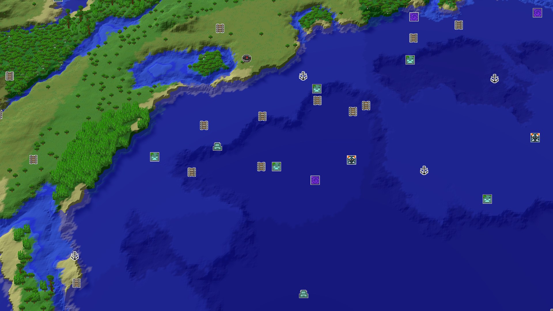 Aerial Minecraft seed map — A Jungle Journey with a Nearby Amethyst Geode