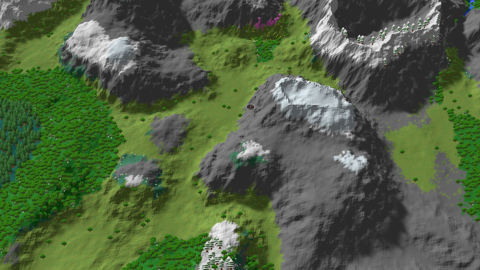 Aerial Minecraft seed map — A Mountainous Start with Nearby Village and Ancient City