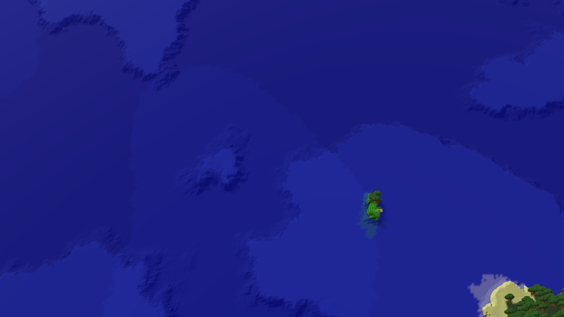 Aerial Minecraft seed map — A Dark Forest Island Start with Nearby Wonders
