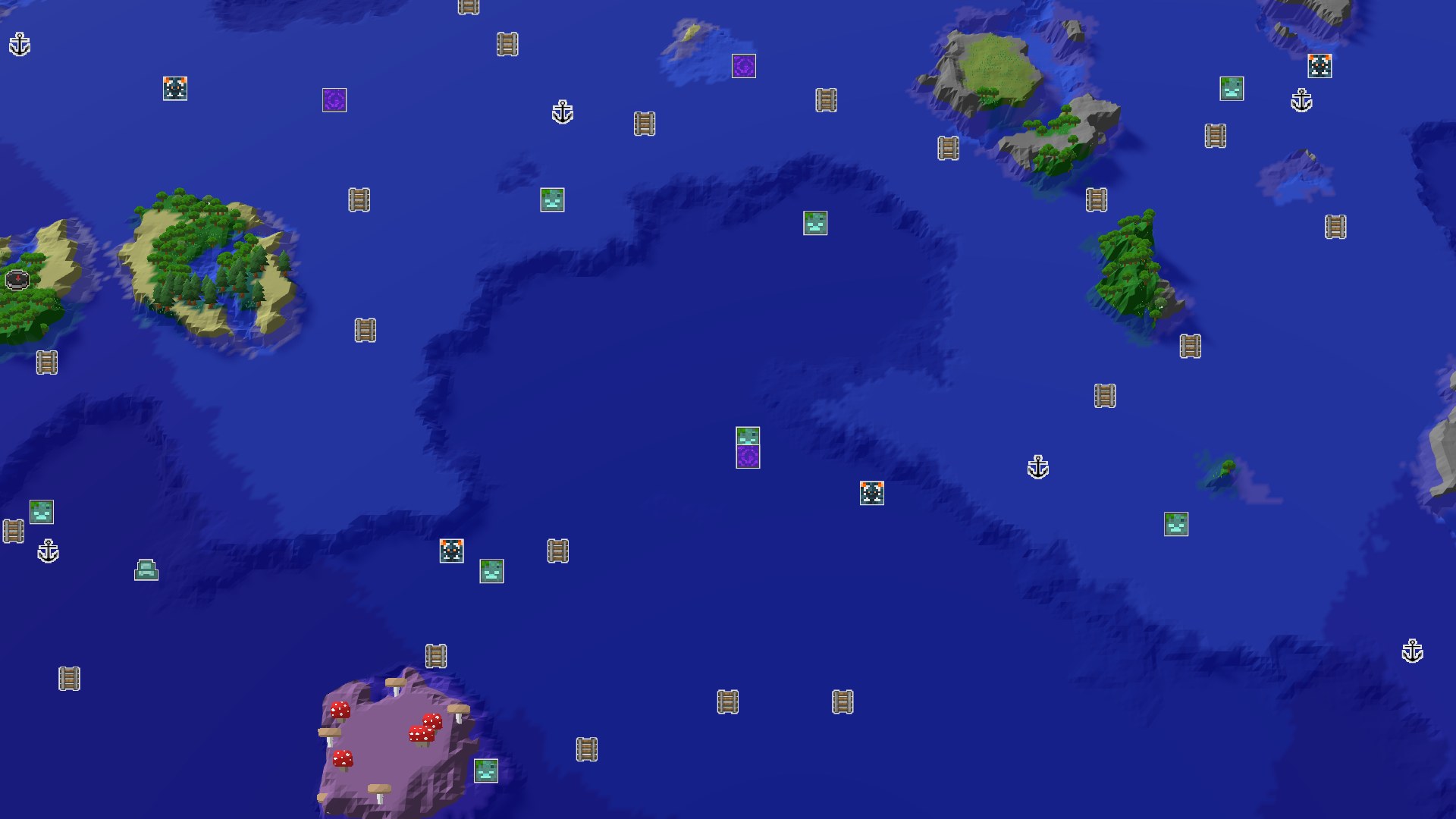 Aerial Minecraft seed map — A Modest Forest Start With a Close Geode