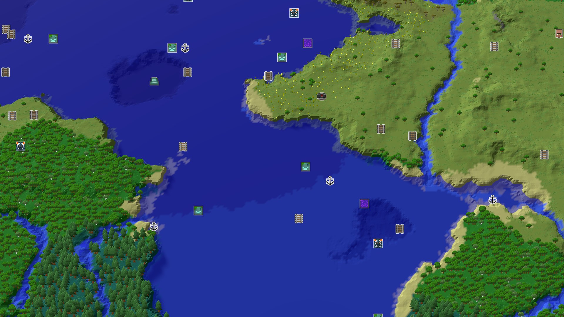 Aerial Minecraft seed map — A Sunflower Plains Start With A Quick Geode