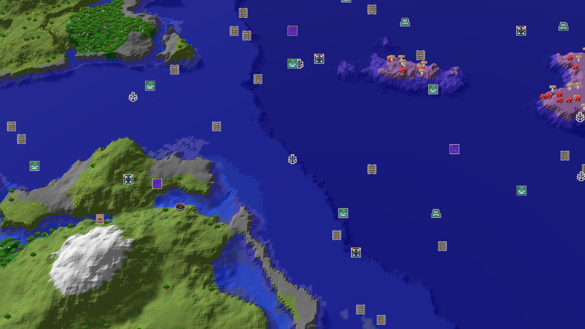 Aerial Minecraft seed map — A Quiet Plains Spawn With Nearby Treasures