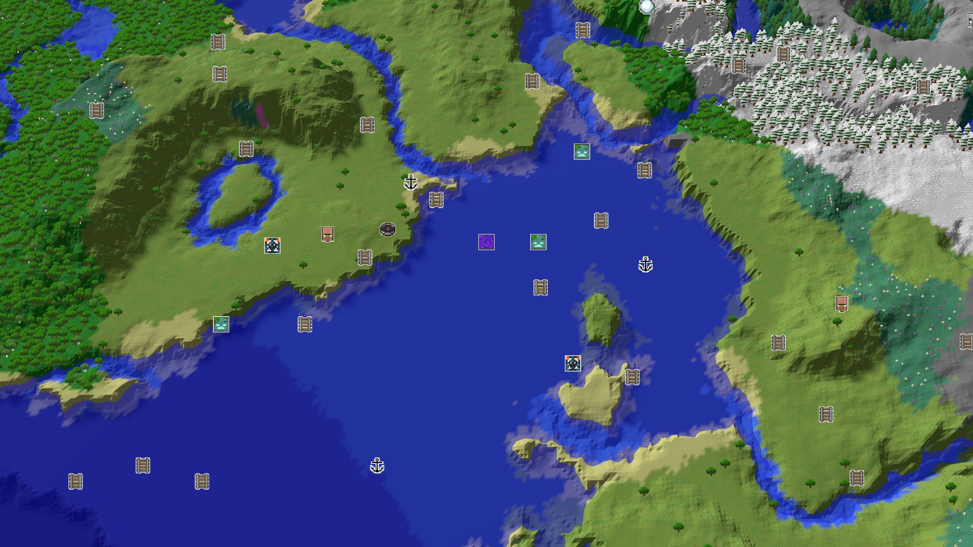 Aerial Minecraft seed map — A Modest Start with Quick Underground Access