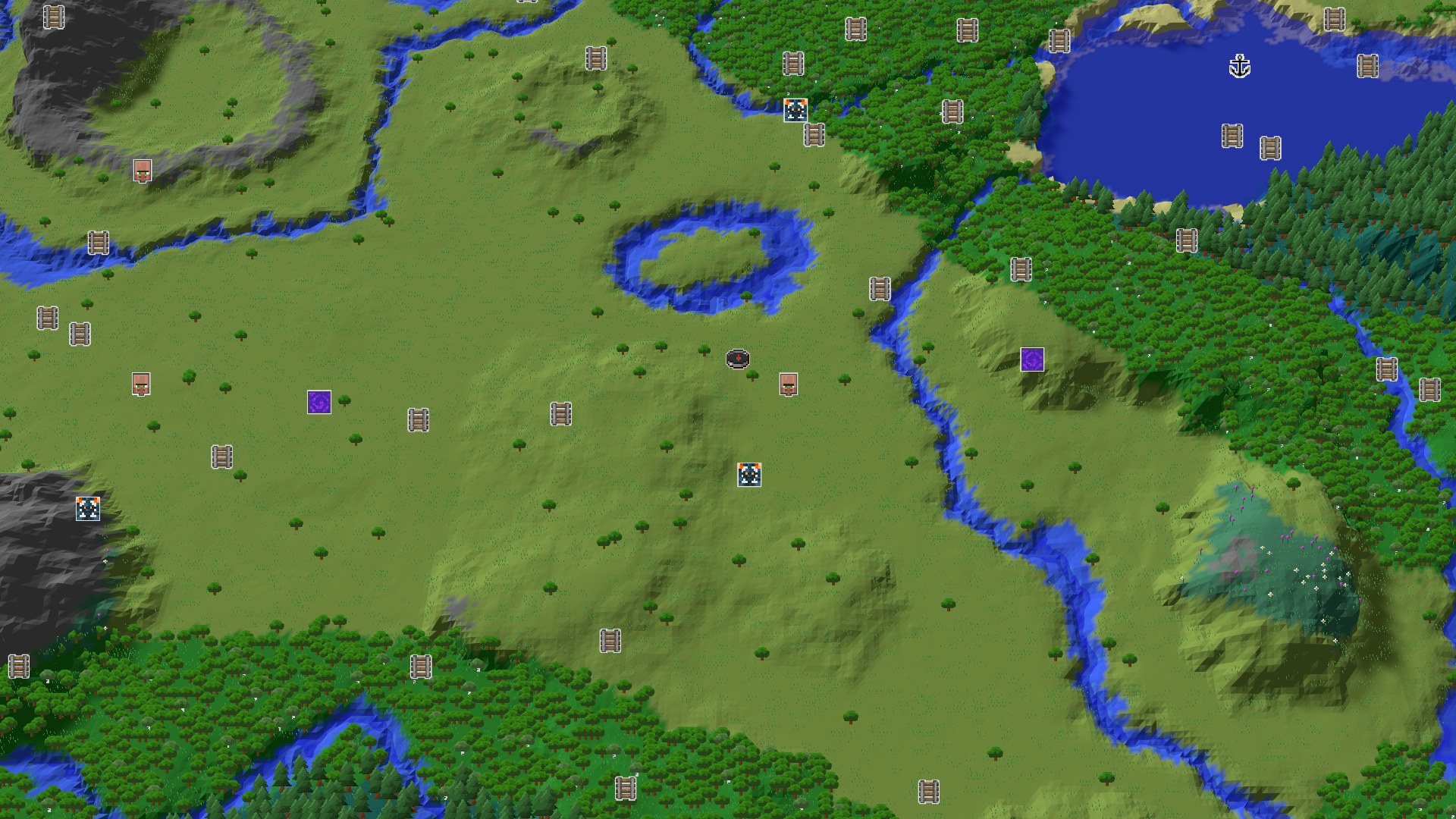 Aerial Minecraft seed map — A Modest Start with Quick Village Access
