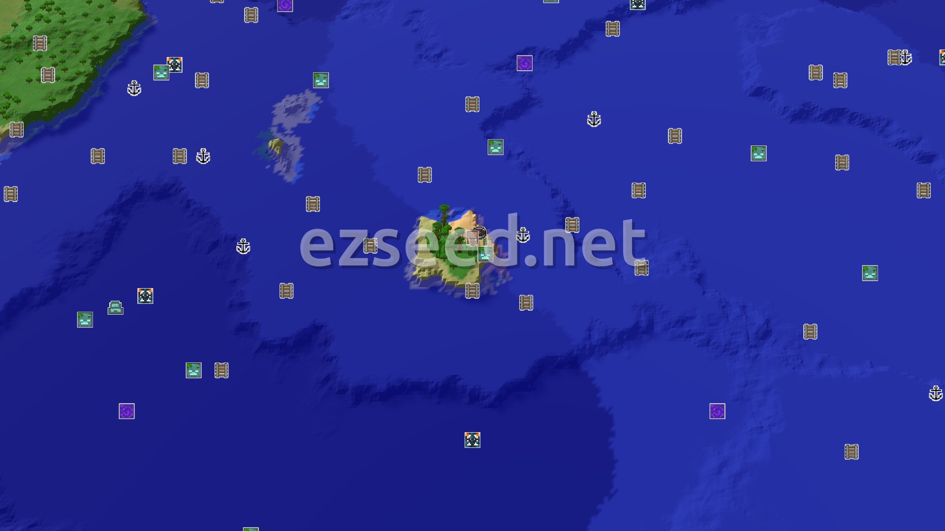 Aerial Minecraft seed map — A Village and Jungle Island Start
