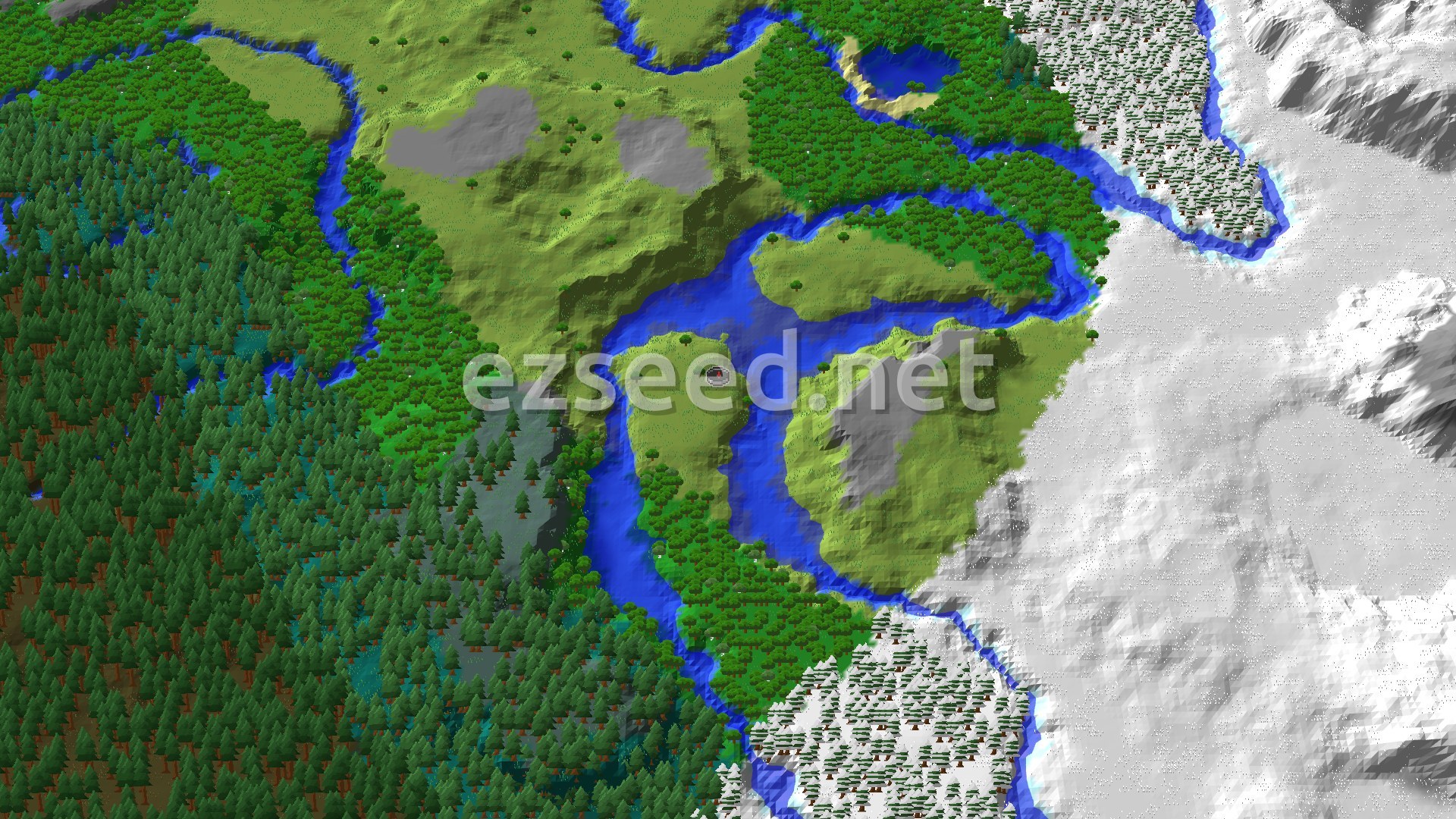 Aerial Minecraft seed map — Village and Trial Chambers Near Spawn