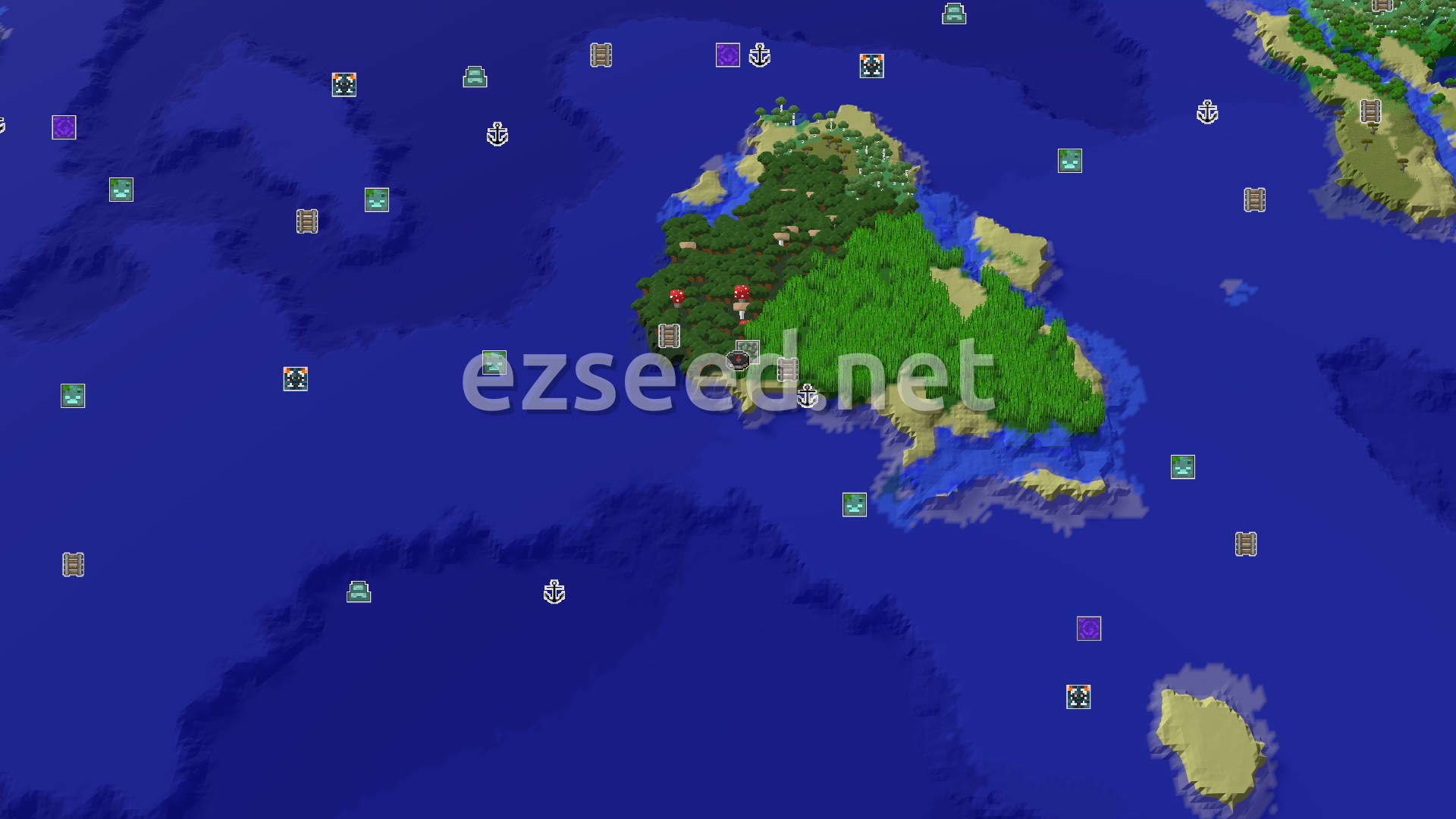Aerial Minecraft seed map — Jungle Temple at Your Fingertips