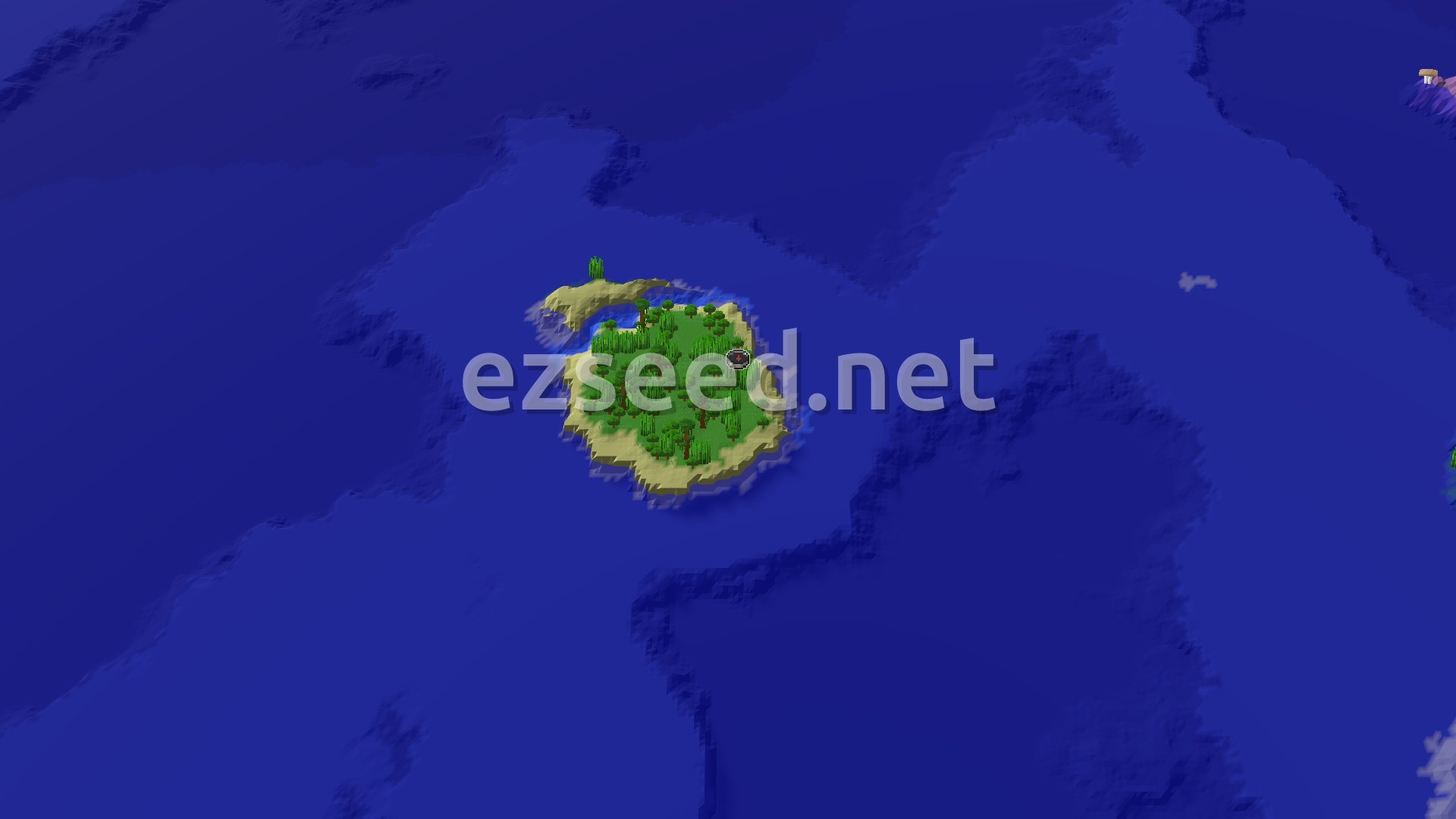 Aerial Minecraft seed map — A Jungle Island Start with Nearby Treasures