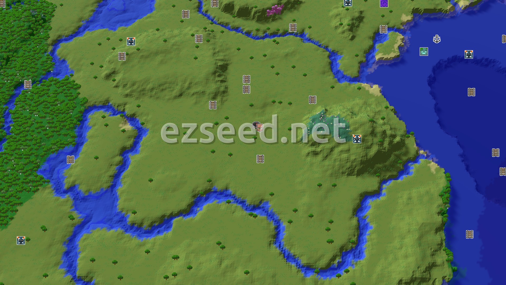 Aerial Minecraft seed map — A Quick Village Start with Hidden Gems