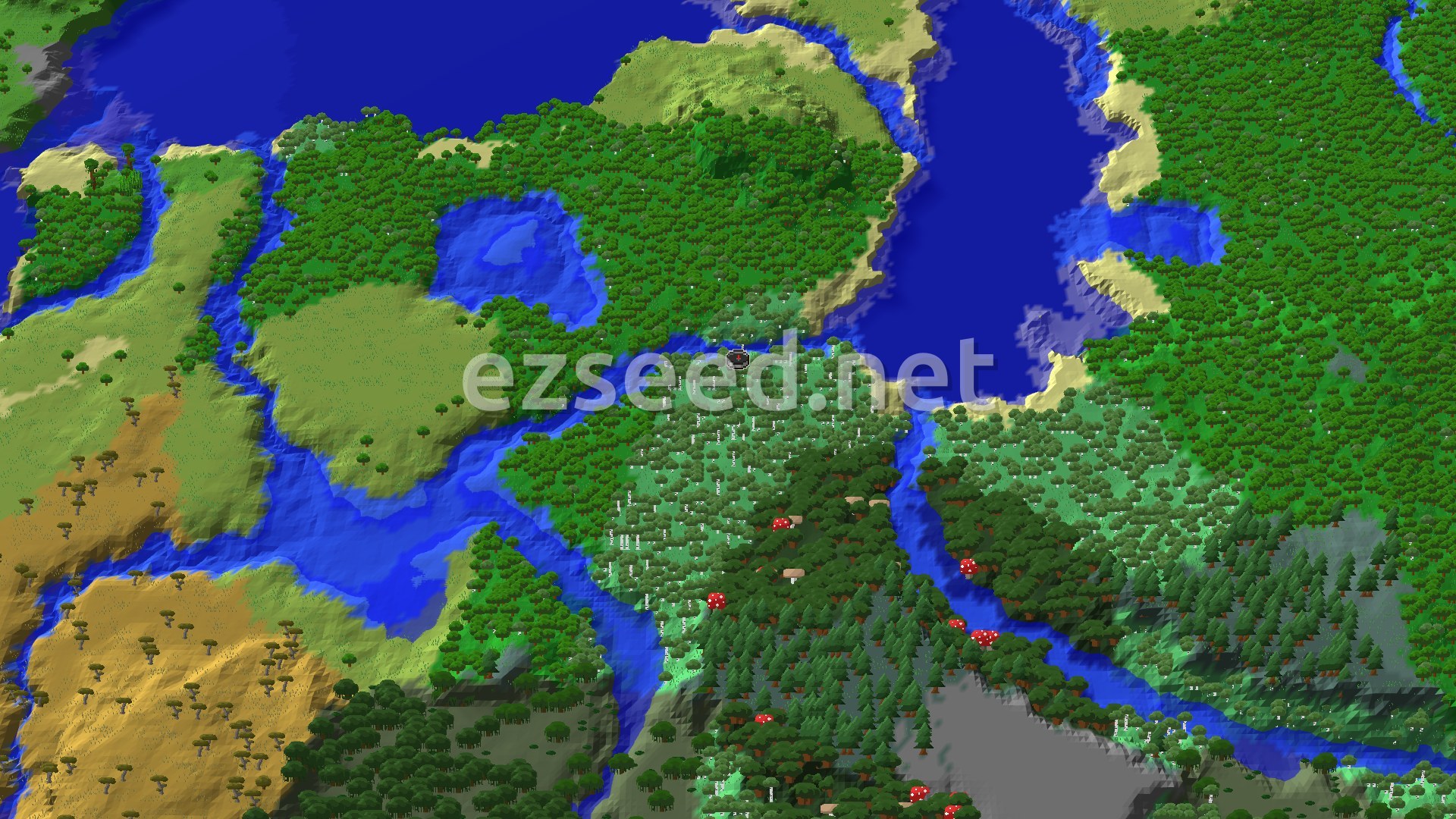 Aerial Minecraft seed map — Trial Chambers Close to an Old Growth Birch Forest Spawn