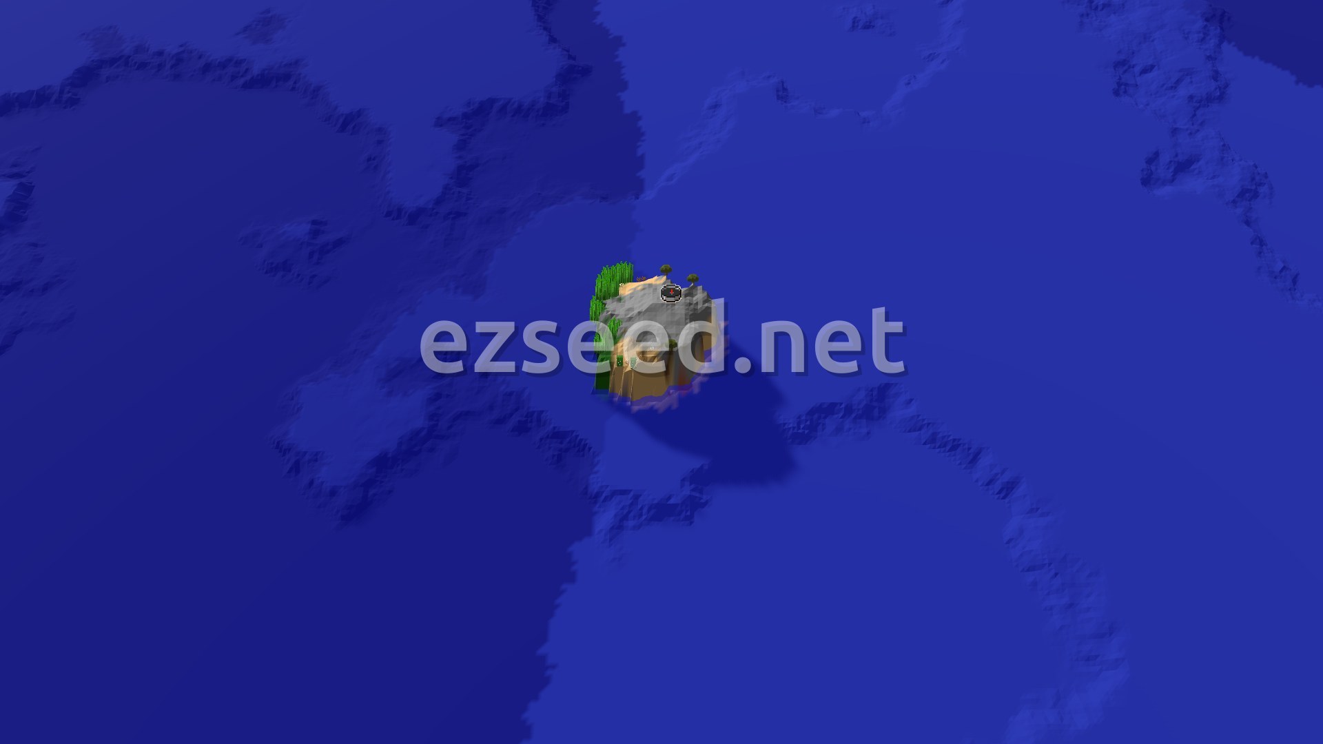 Aerial Minecraft seed map — Wooded Badlands Spawn with Close Oceans and Jungle