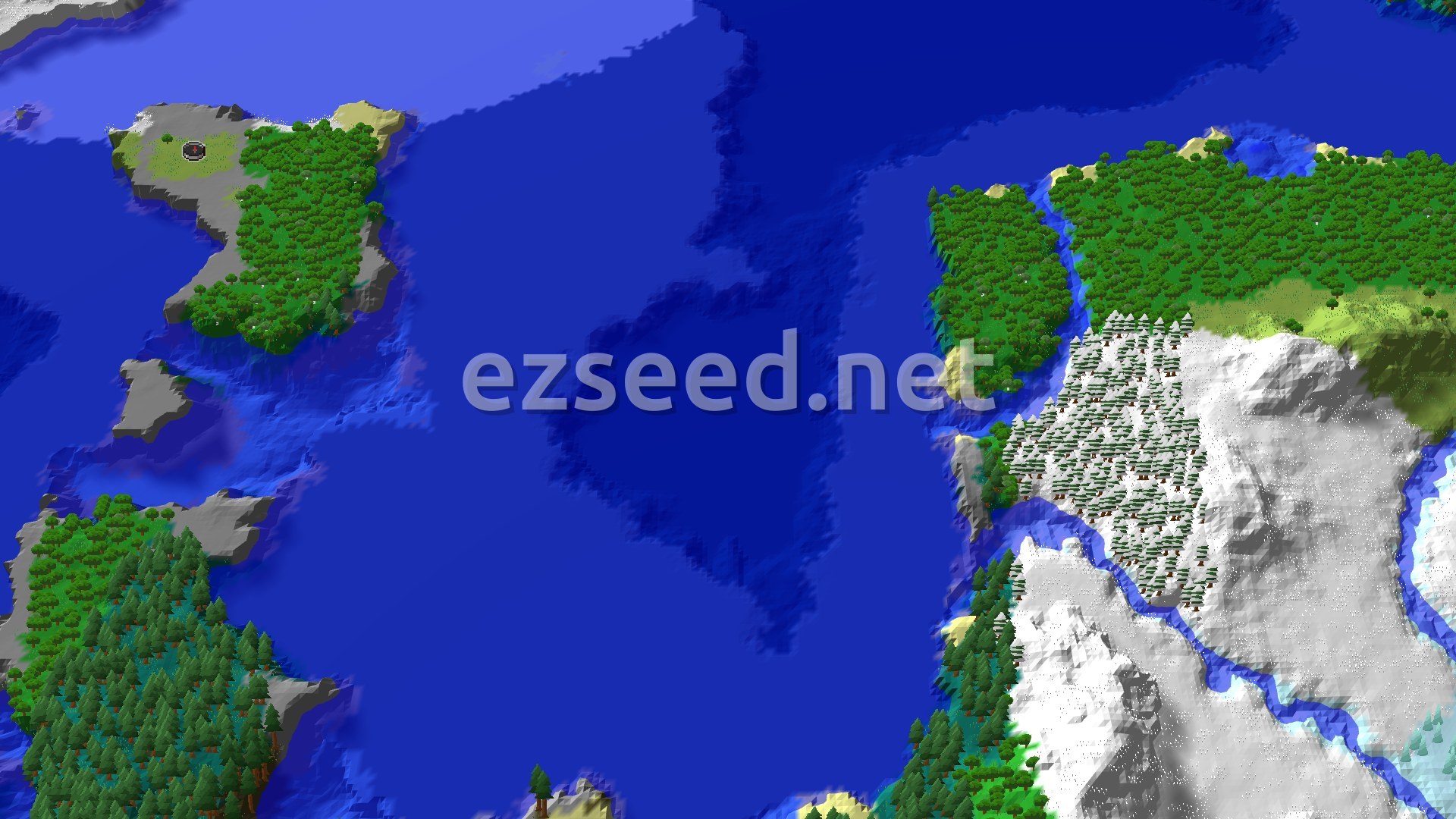 Aerial Minecraft seed map — Spawn Near a Ruined Portal and Trial Chambers