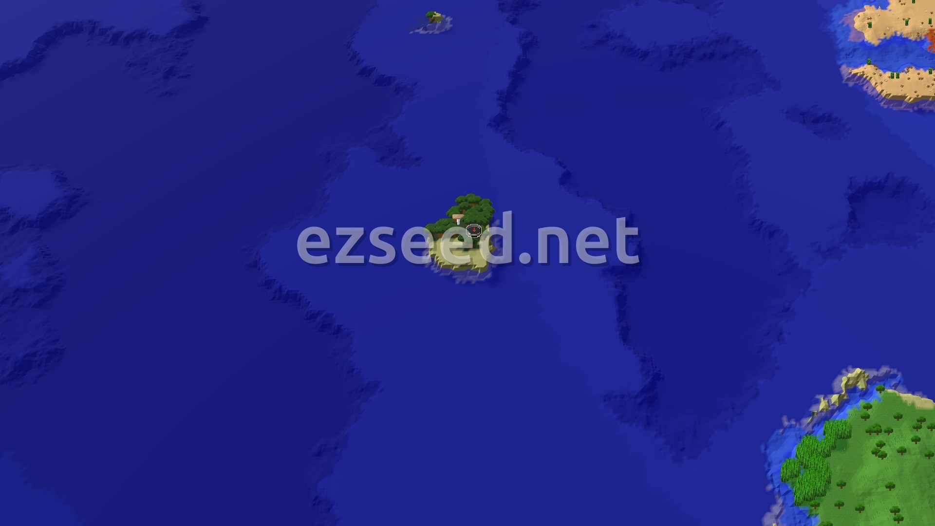 Aerial Minecraft seed map — Dark Forest Spawn with Close Shipwreck