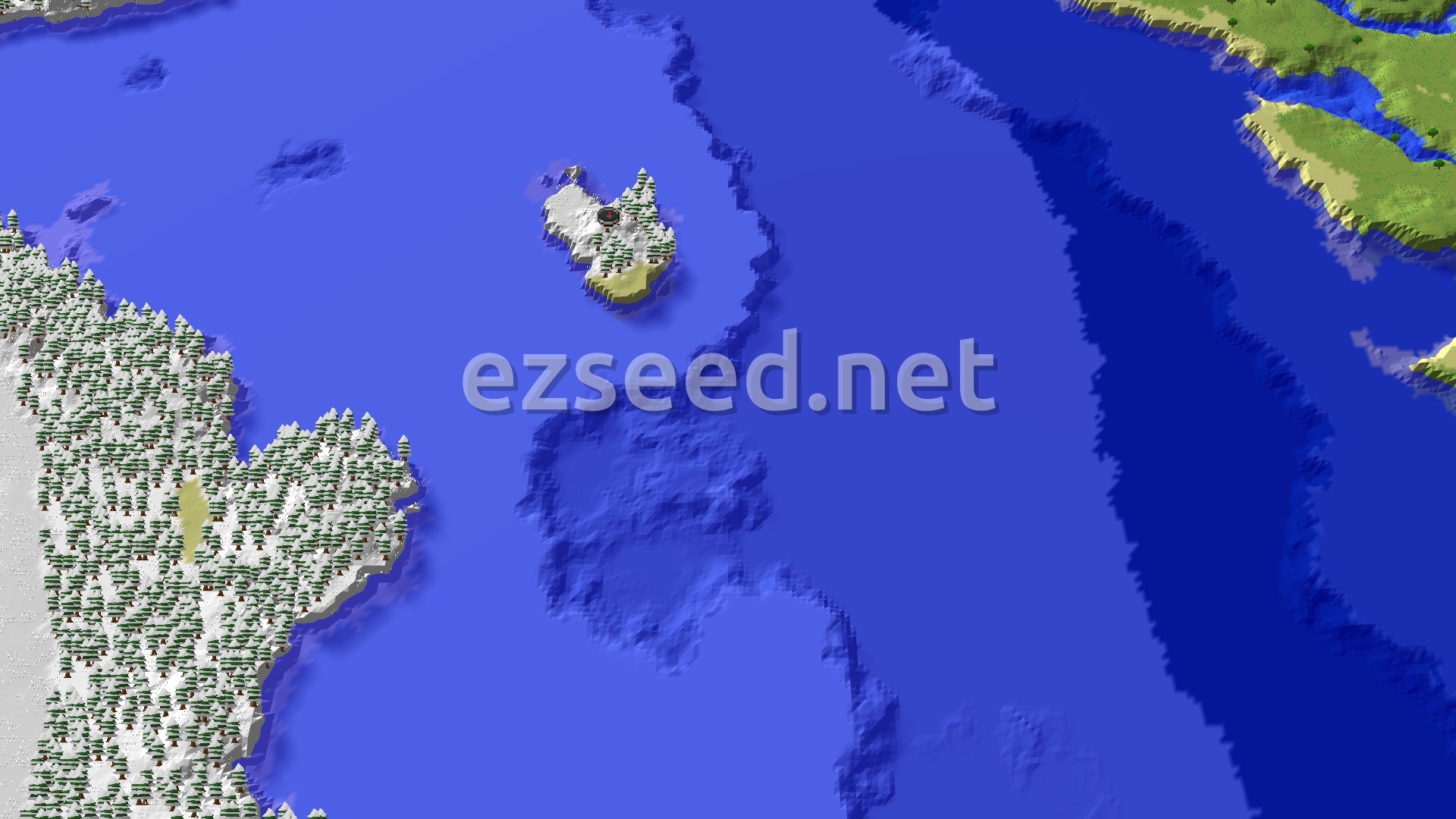 Aerial Minecraft seed map — Frozen Start with Nearby Trial Chambers