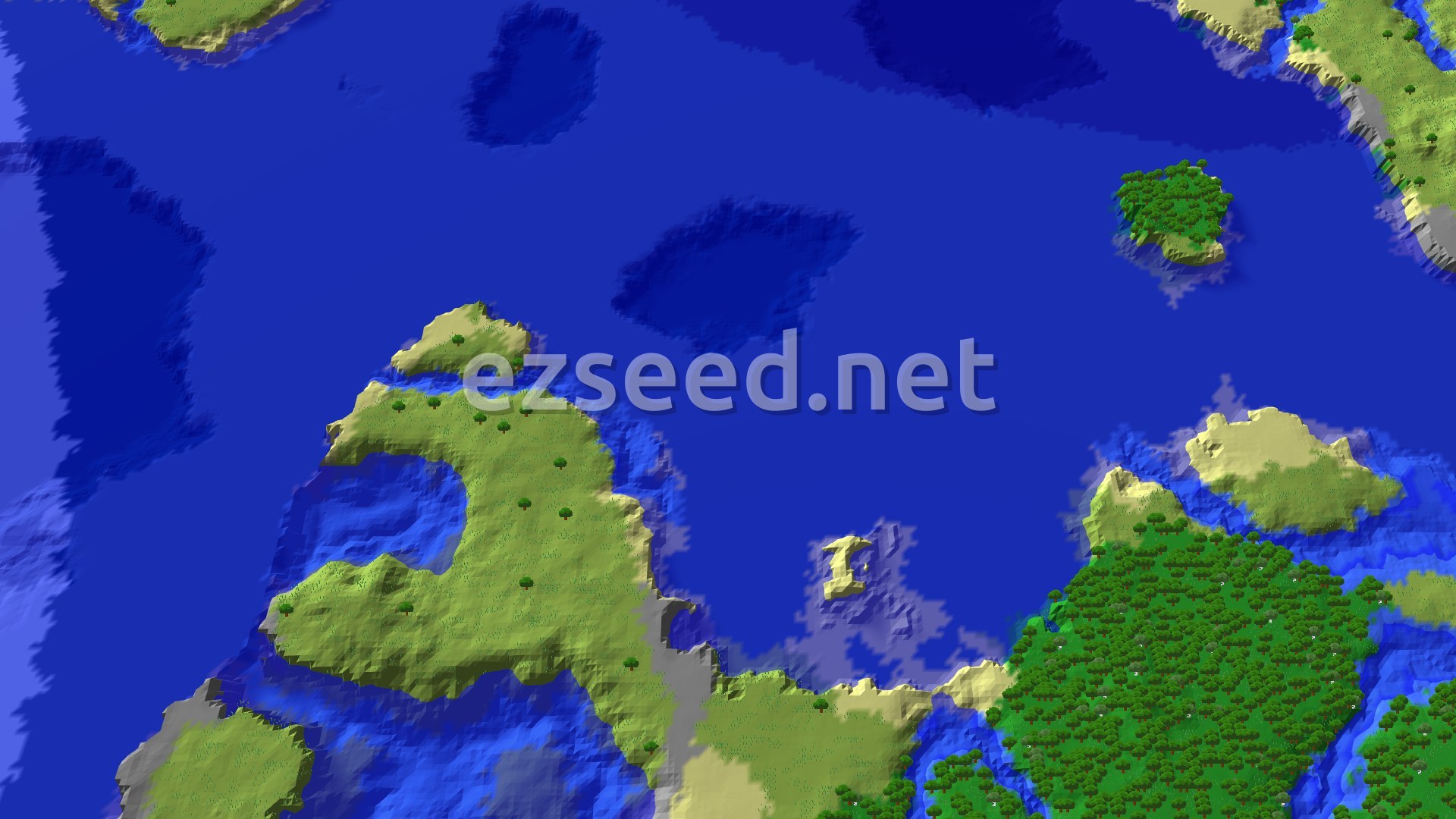 Aerial Minecraft seed map — Spawn in a Birch Forest, Explore Coastal Wonders