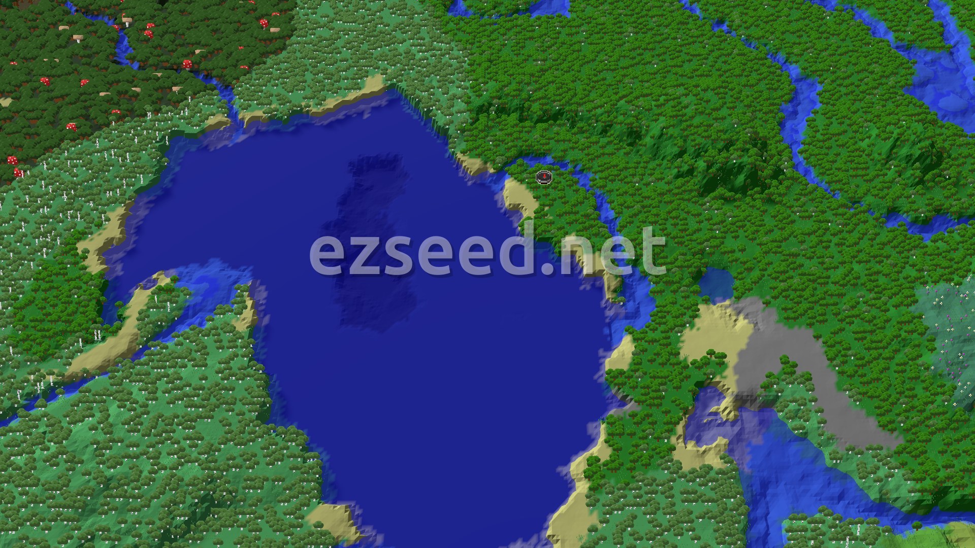 Aerial Minecraft seed map — A Modest Forest Start With Close Resources
