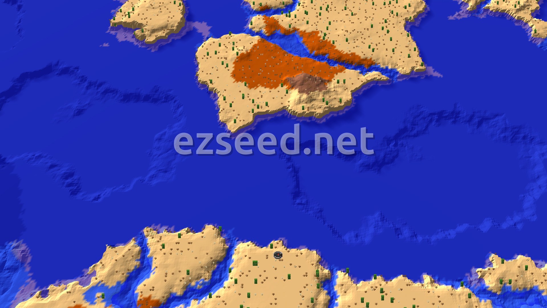 Aerial Minecraft seed map — Desert Spawn Near Eroded Badlands