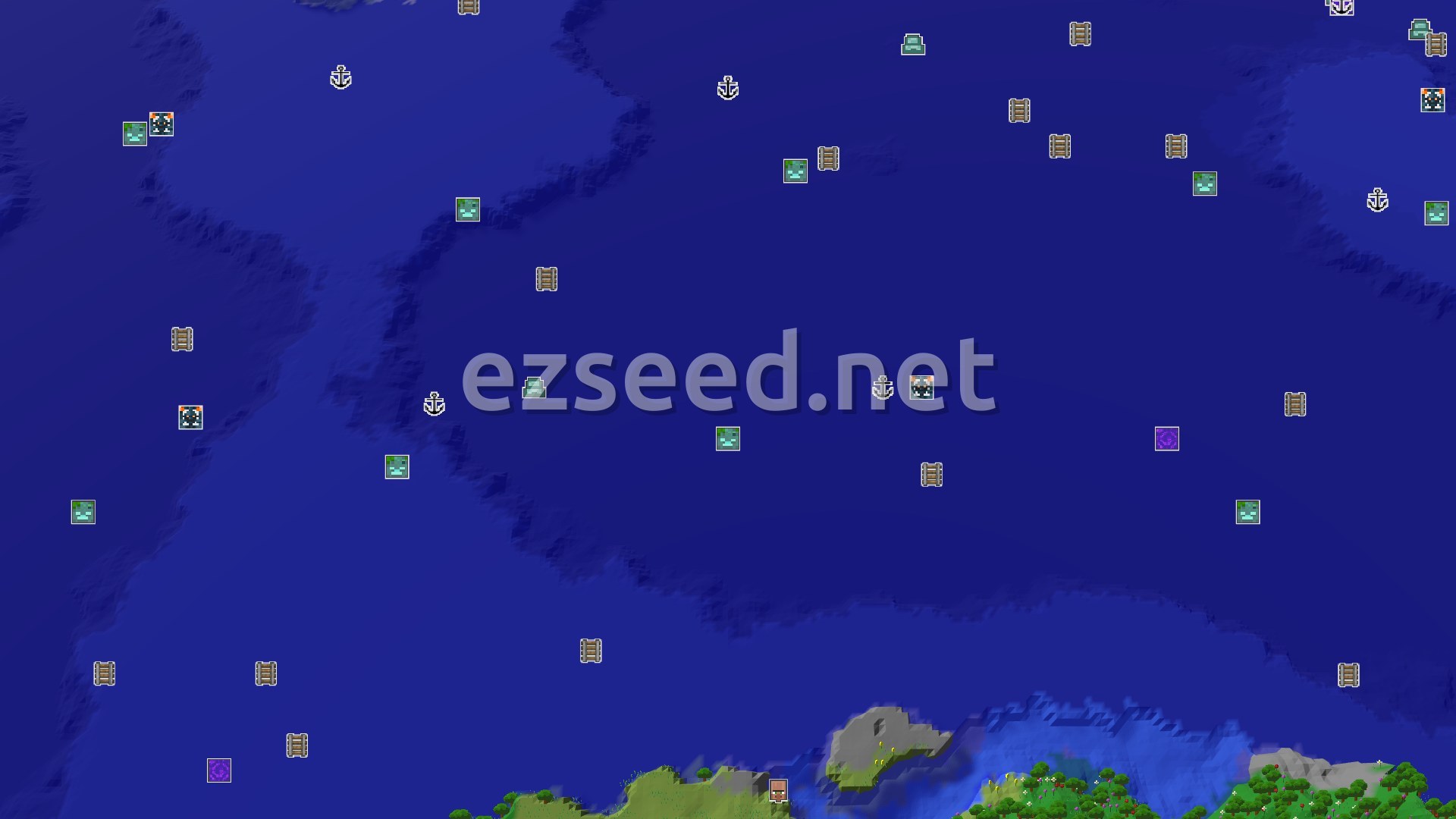 Aerial Minecraft seed map — A Village and Ancient City Starter Seed for Java 26+
