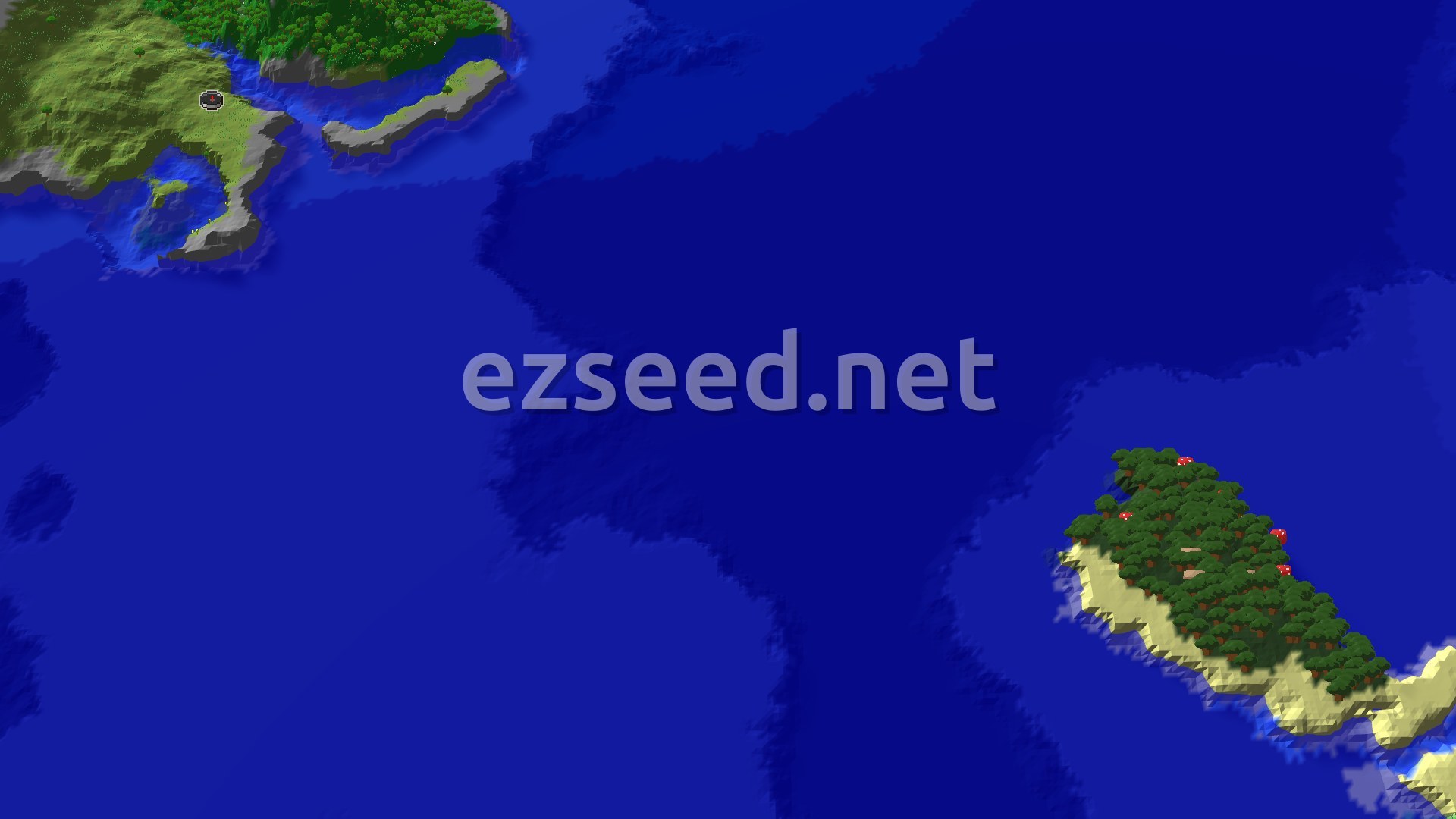 Aerial Minecraft seed map — A Jagged Peaks Mountain Start with Nearby Mineshaft