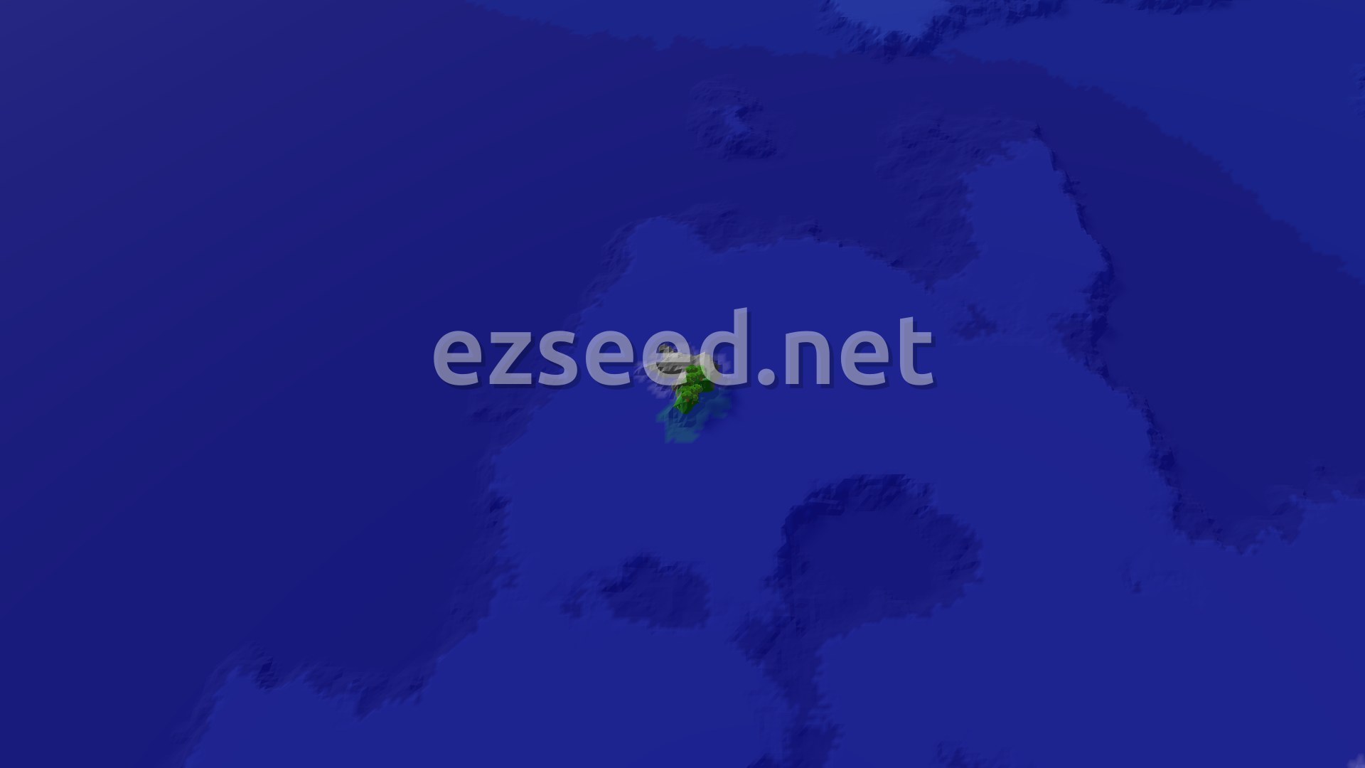 Aerial Minecraft seed map — Island Spawn with Ocean Riches and Nearby Caves
