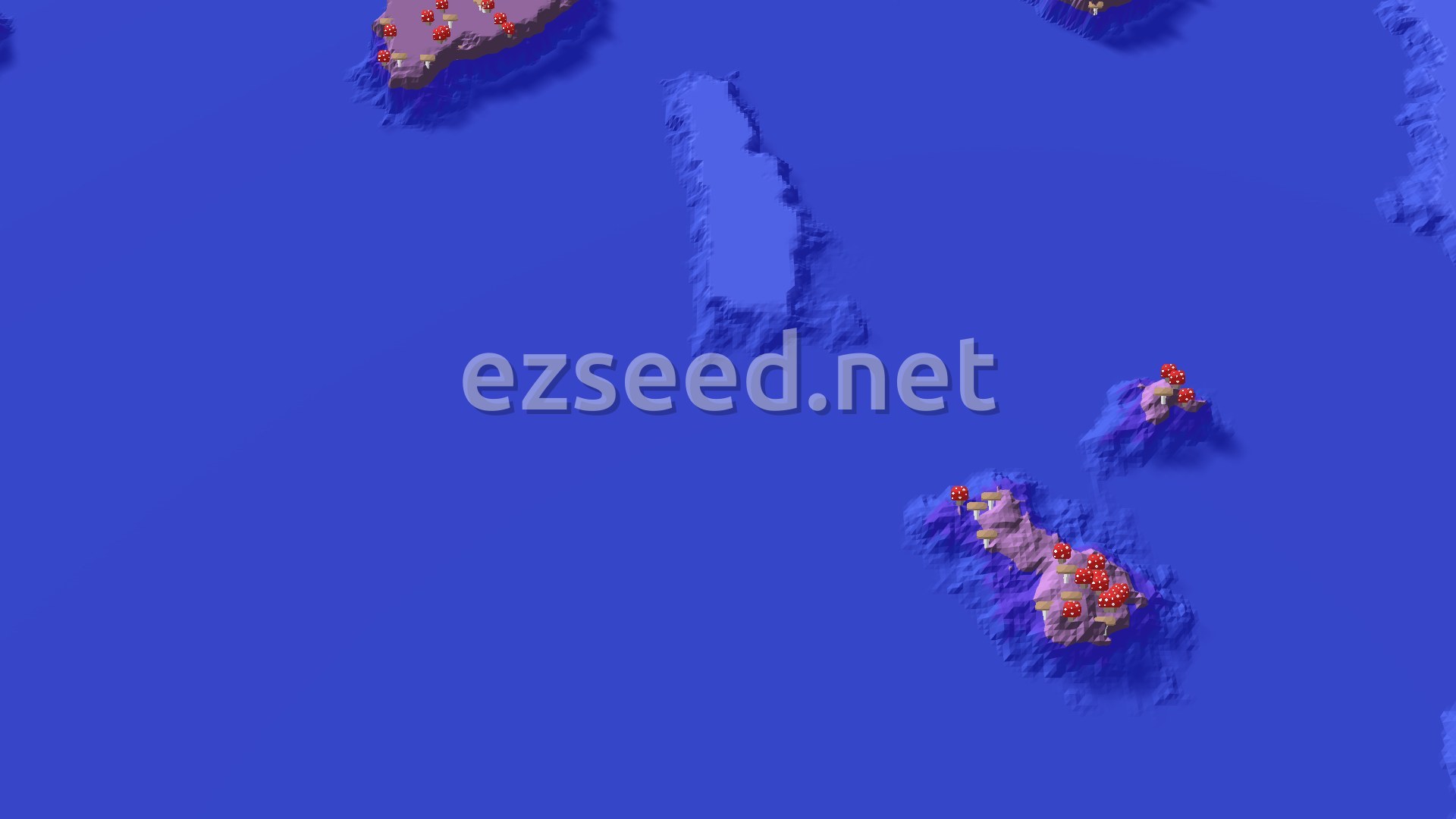 Aerial Minecraft seed map — Mushroom Island and Frozen Spikes in a Snowy World