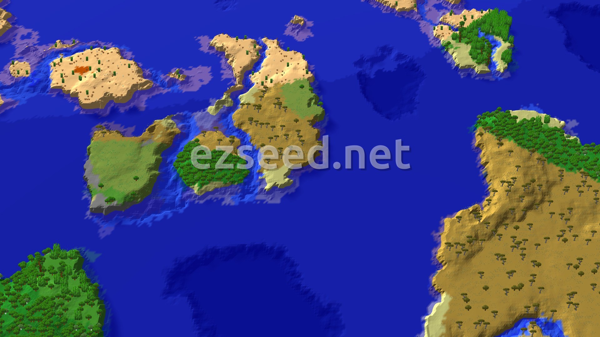 Aerial Minecraft seed map — Bamboo Jungle Island with Nearby Trial Chambers
