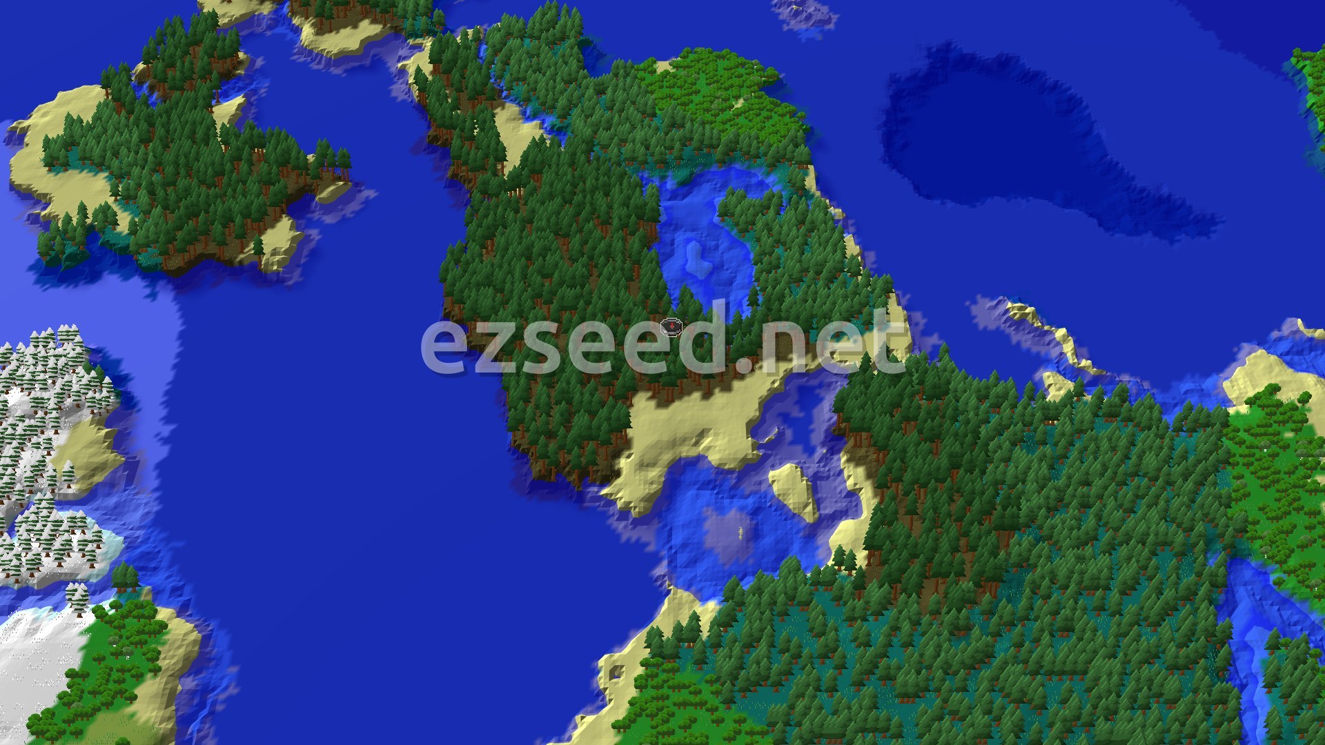 Aerial Minecraft seed map — Trial Chambers Near Taiga Spawn Island