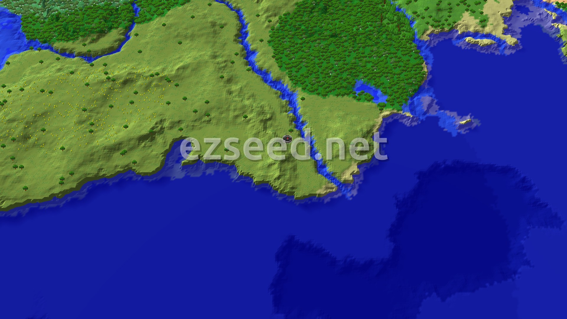 Aerial Minecraft seed map — Trial Chambers Near River Spawn