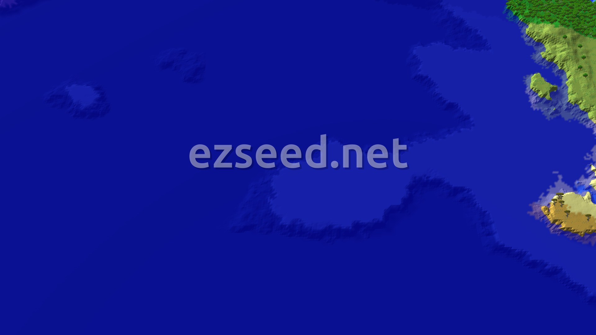 Aerial Minecraft seed map — Jungle and Ocean Islands With Nearby Trail Chambers