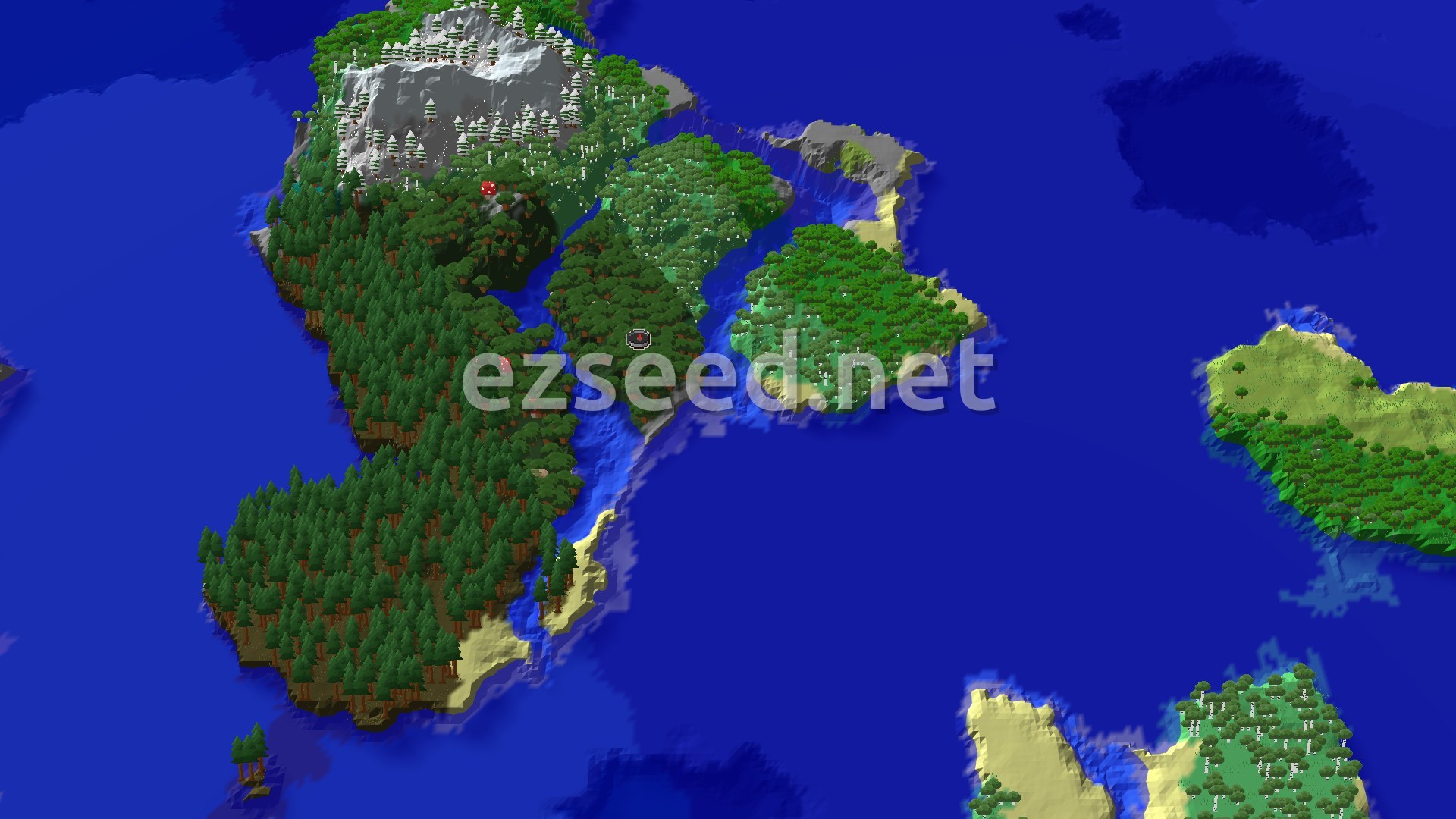 Aerial Minecraft seed map — Dark Forest Spawn With A Close Trial Chambers