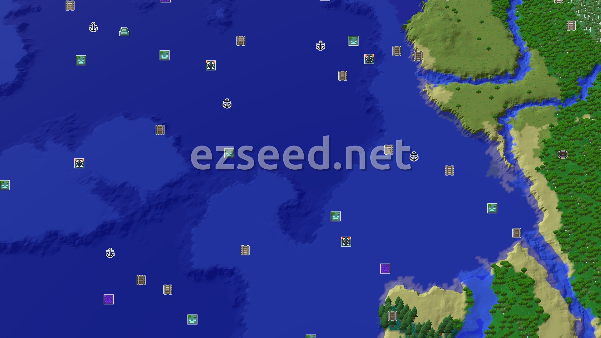 Aerial Minecraft seed map — A Quiet Forest Start, With Nearby Trial Chambers