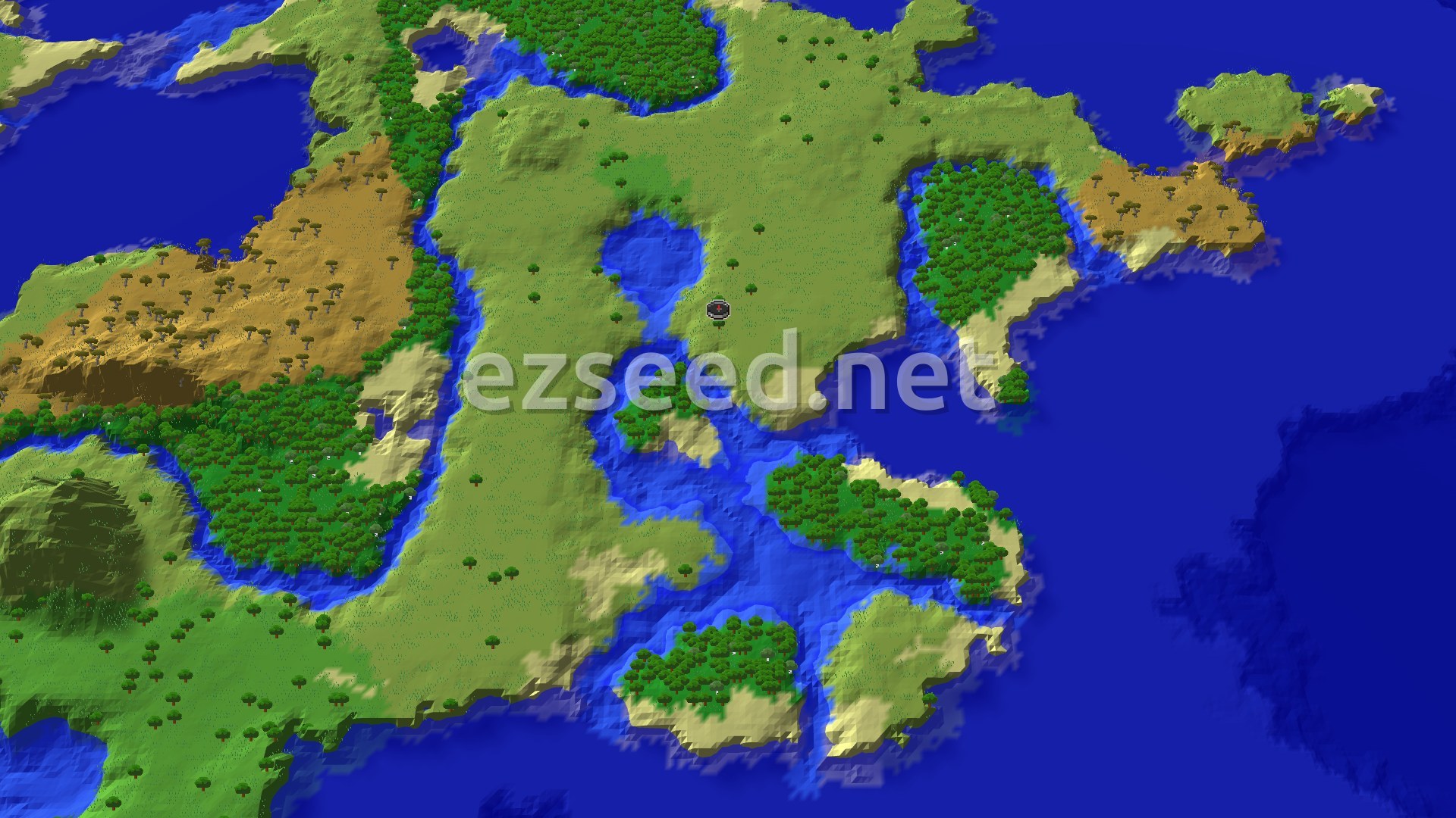 Aerial Minecraft seed map — Spawn Near Trial Chambers and a Jungle Coast