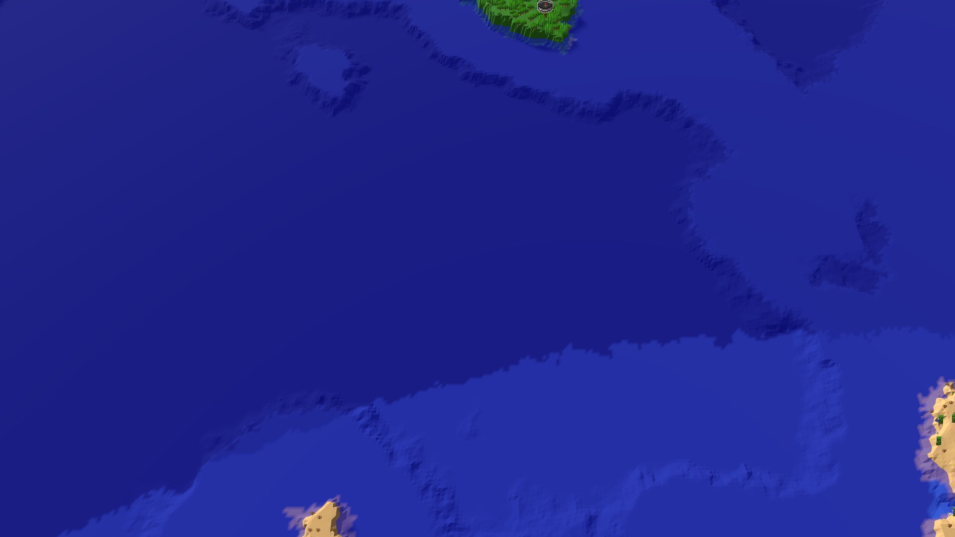 Aerial Minecraft seed map — Jungle Spawn with Nearby Trial Chambers and Ocean
