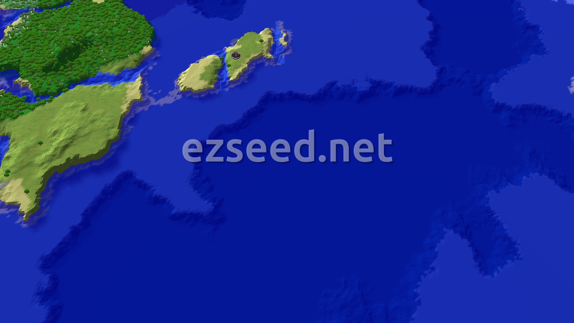 Aerial Minecraft seed map — Spawn on an Ocean Shore with a Shipwreck Nearby