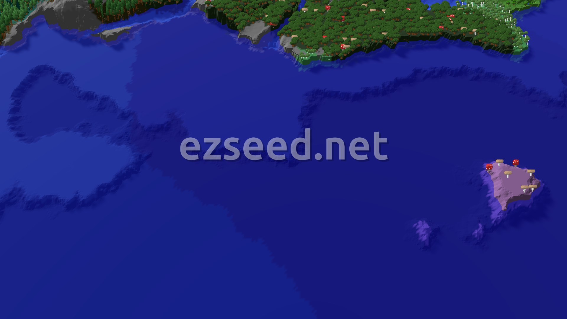 Aerial Minecraft seed map — Spawn in Icy Woods, Explore Nearby Peaks and Caves